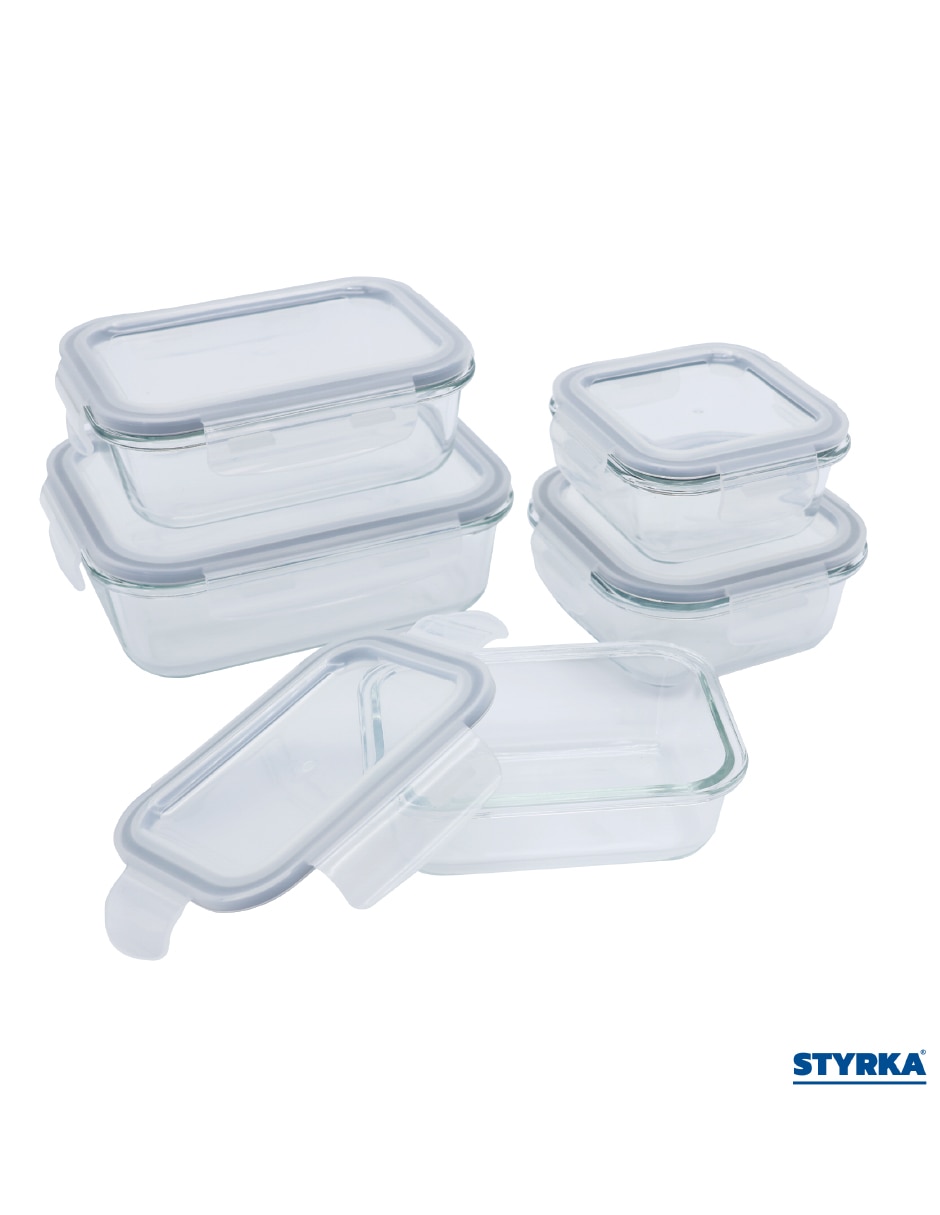 Contenedor con tapa Styrka Vidrio Home Basic 10 piezas