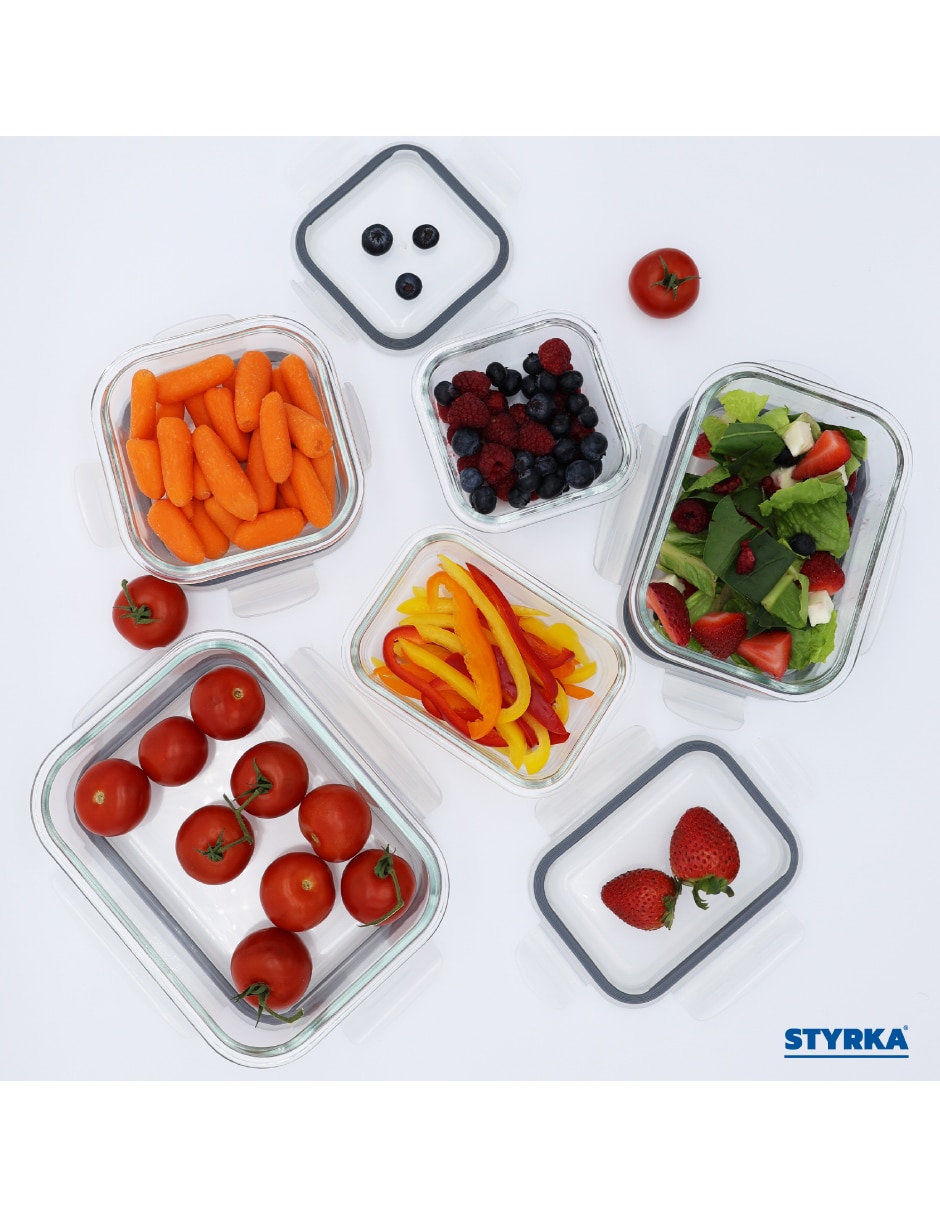 Contenedor con tapa Styrka Vidrio Home Basic 10 piezas