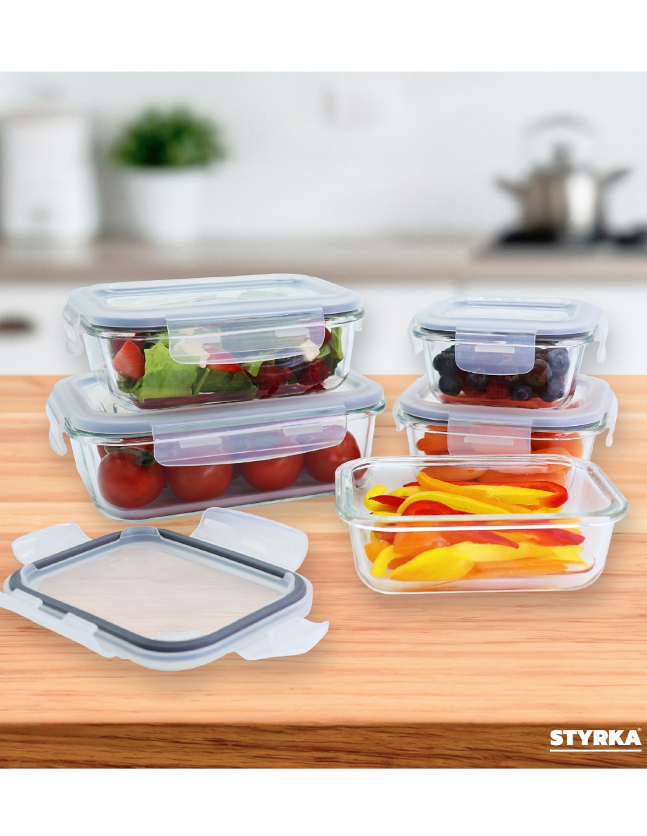 Contenedor con tapa Styrka Vidrio Home Basic 10 piezas