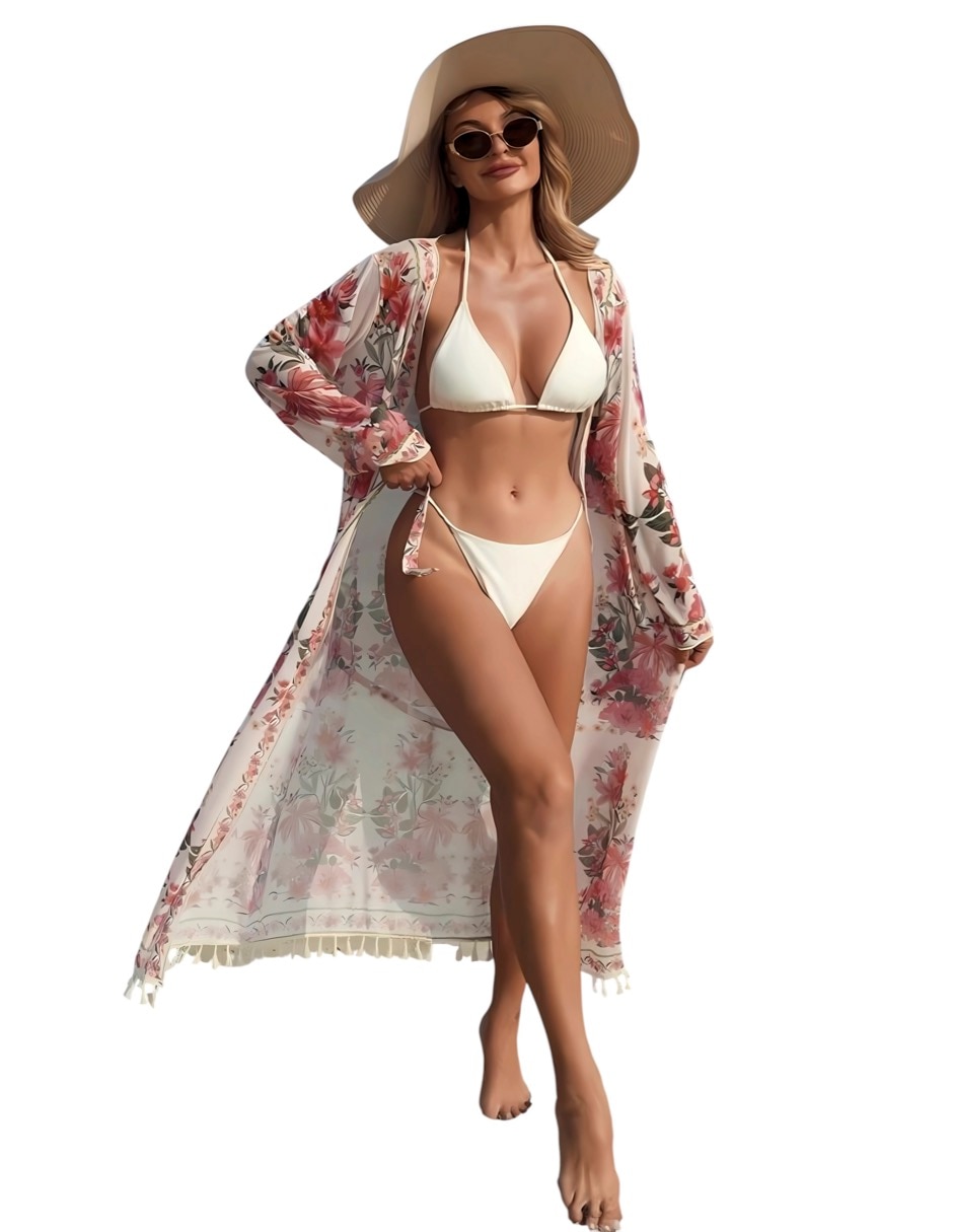 Salida de playa túnica marinity con amarre para mujer