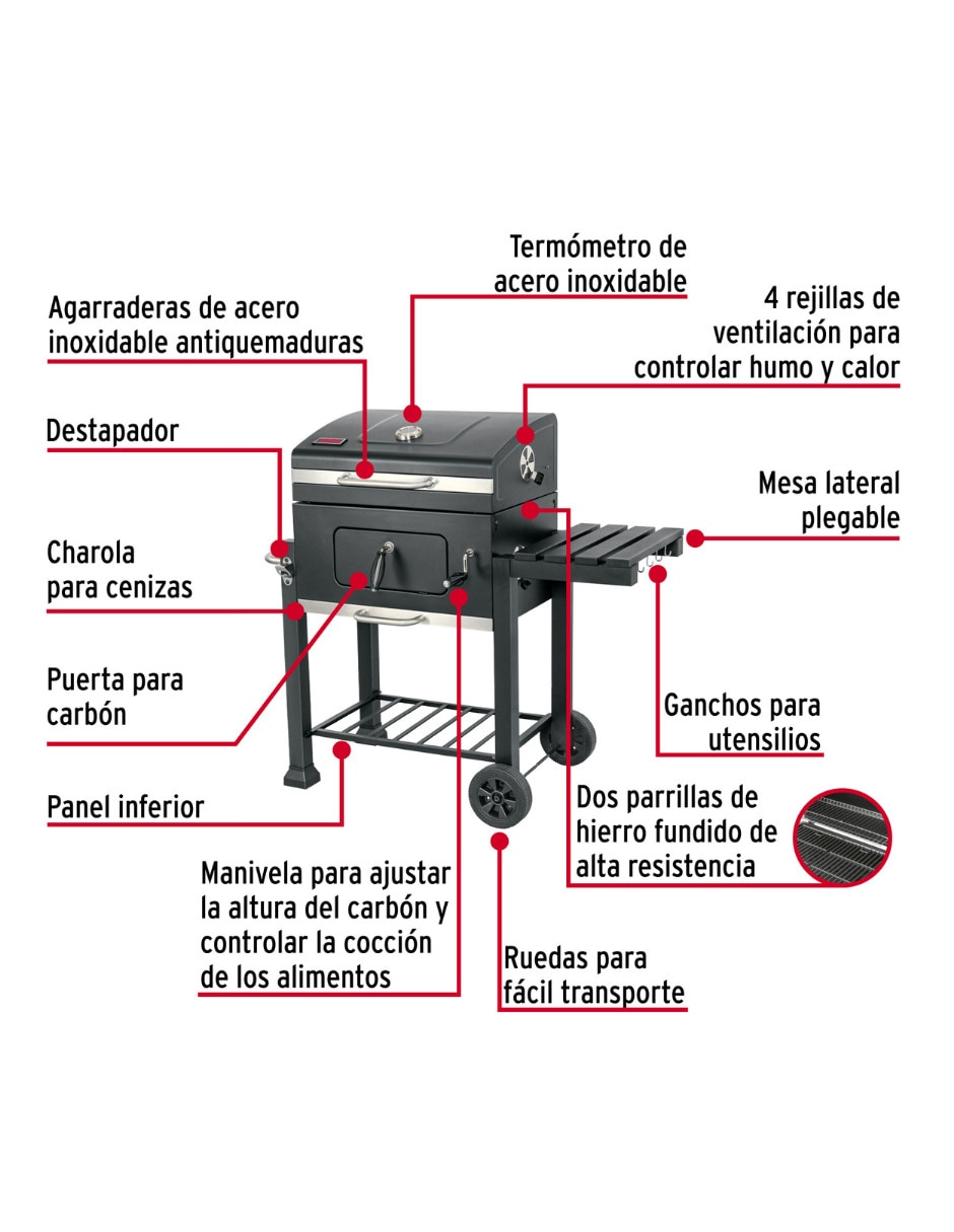 Asador carbón fiero asador acero con pintura horneada