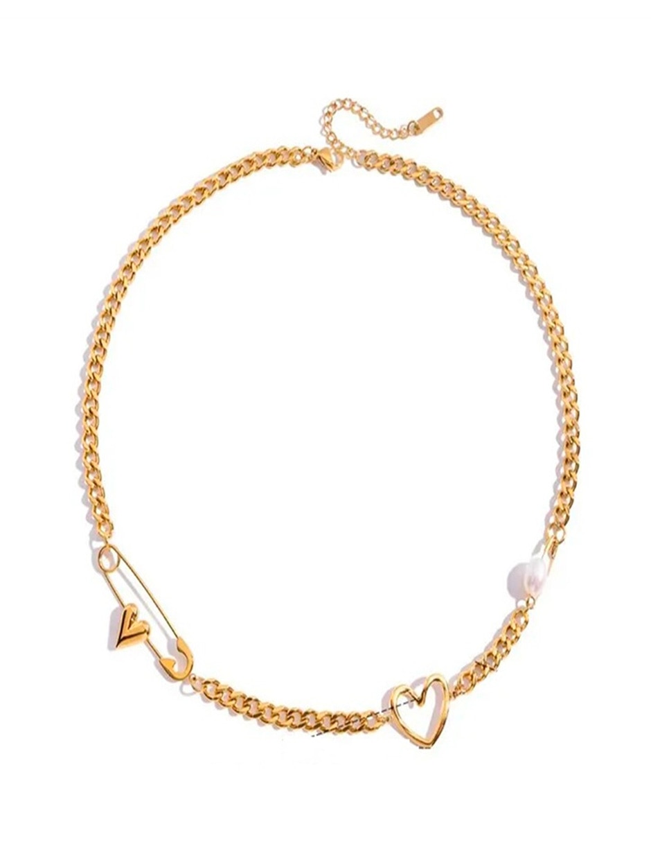 Cadena y collar corazón corazon de oro laminado 14 k