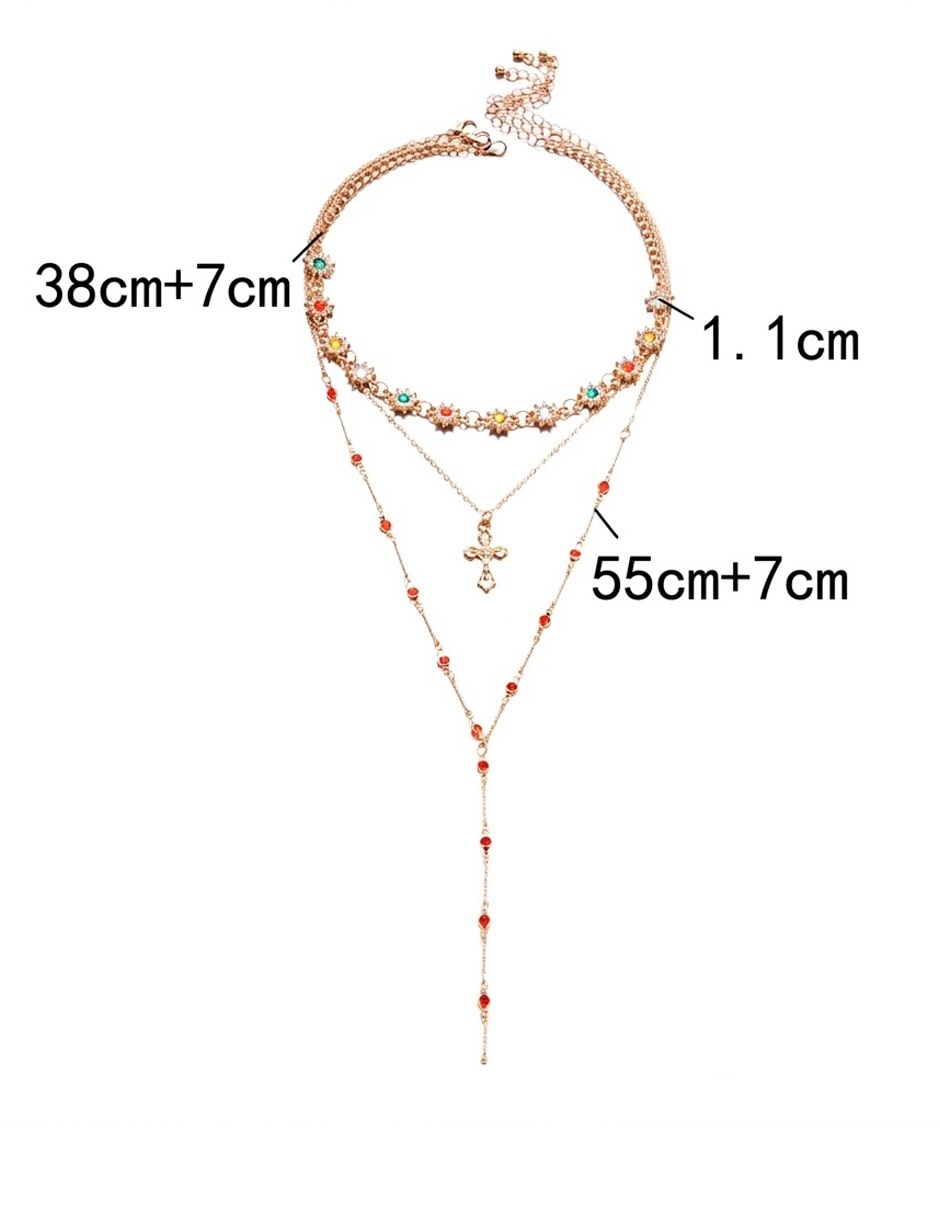 Cadena y collar cruz nira de oro laminado 14 k