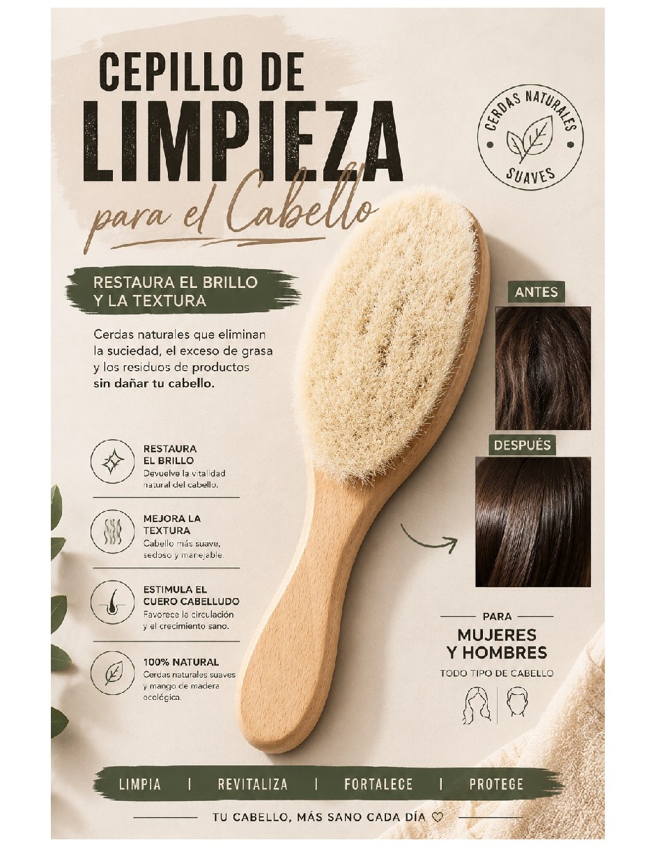 Cepillo para Cabello de Madera 3
