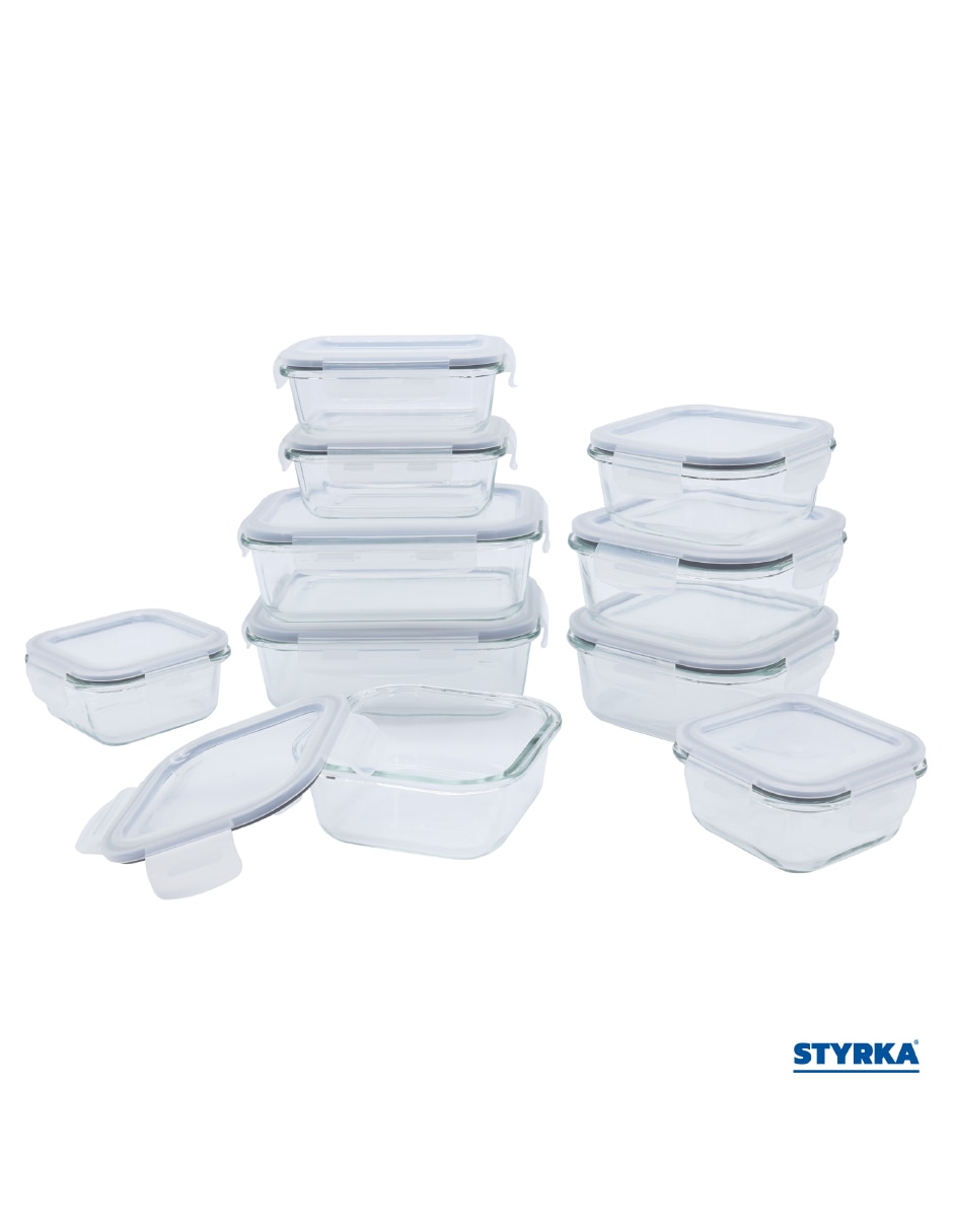 Contenedor con tapa Styrka Home Basic de vidrio y plástico 20 piezas