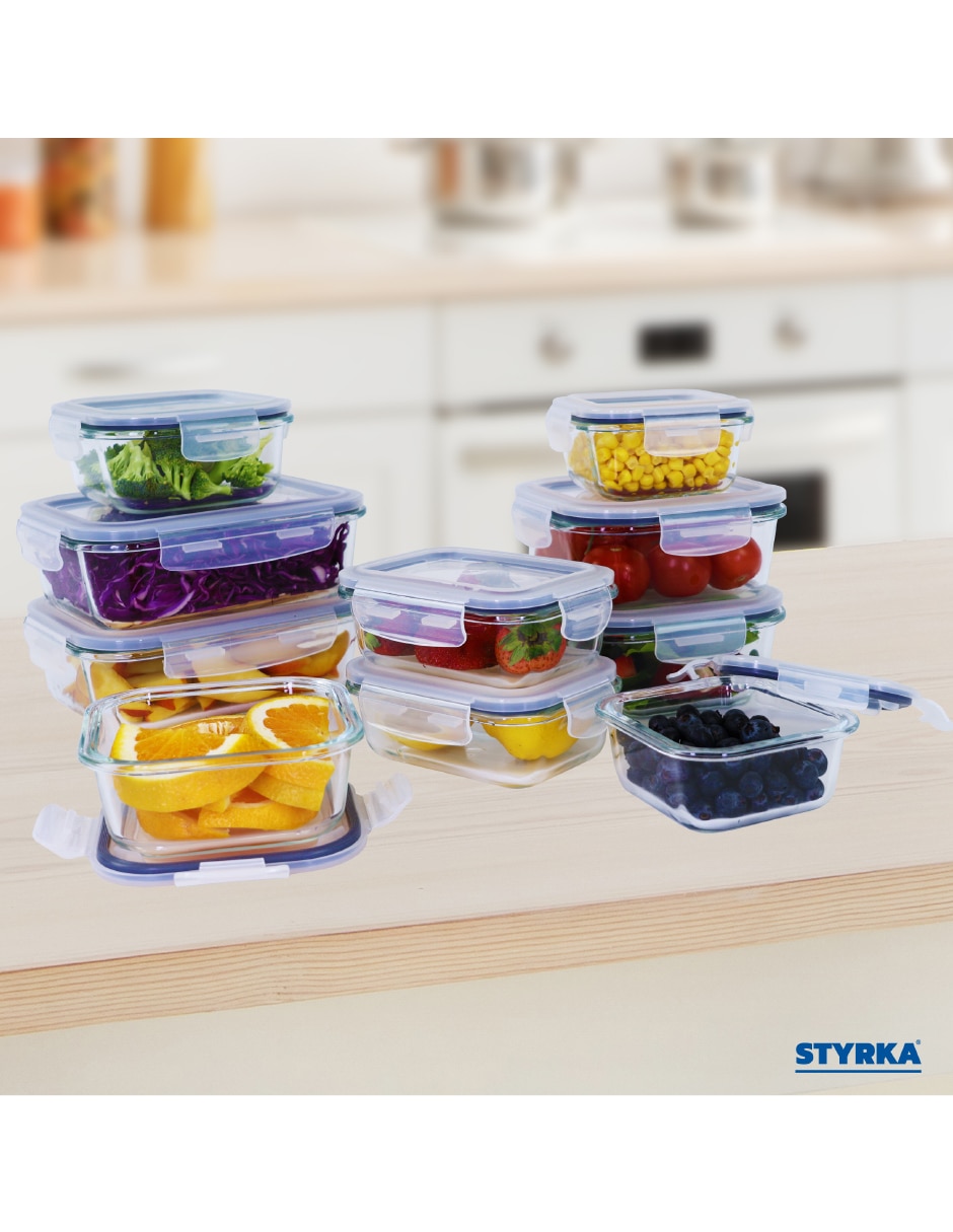 Contenedor con tapa Styrka Home Basic de vidrio y plástico 20 piezas