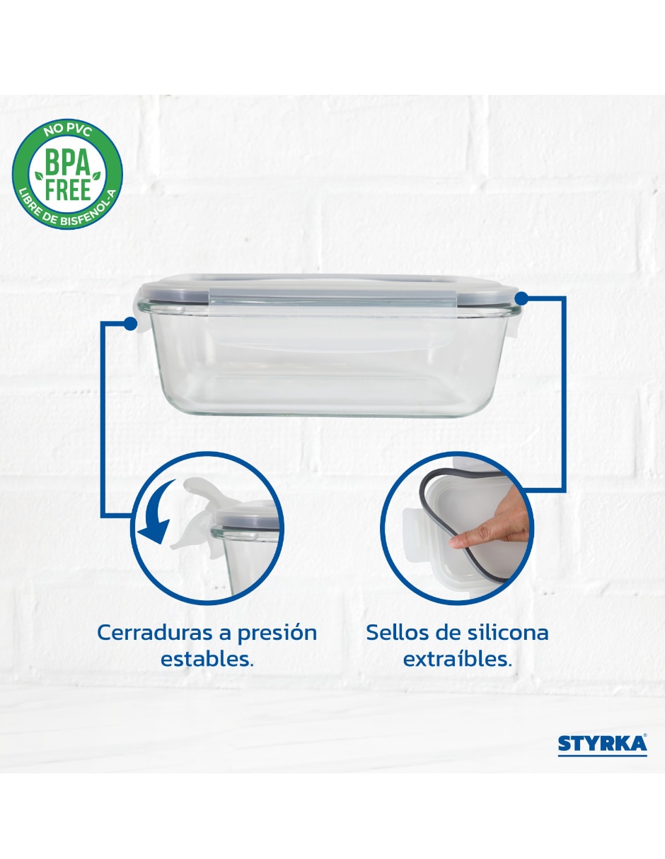 Contenedor con tapa Styrka Home Basic de vidrio y plástico 20 piezas