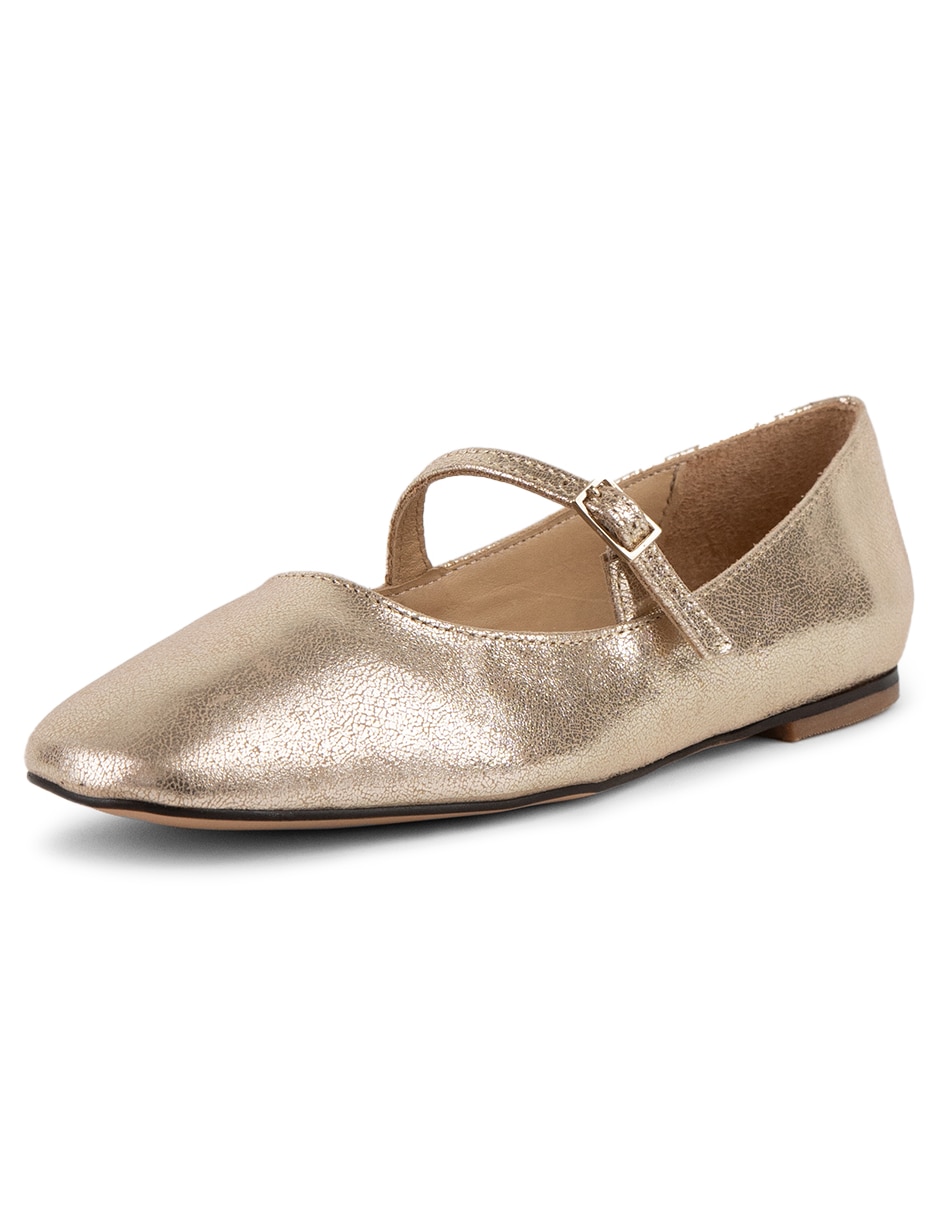 Balerina Hamilton Footwear Emma Cracked Gold de piel bovino para mujer
