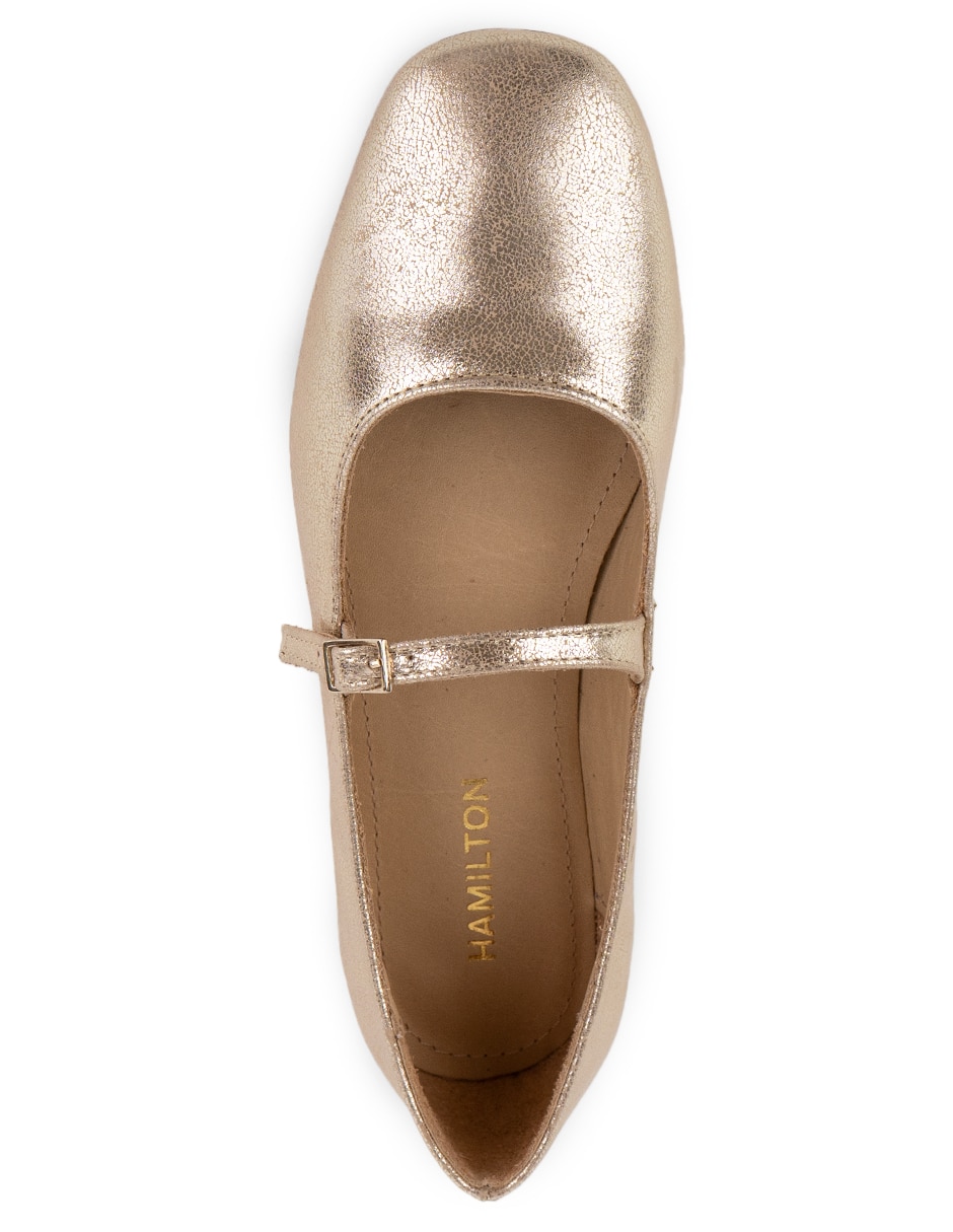 Balerina Hamilton Footwear Emma Cracked Gold de piel bovino para mujer