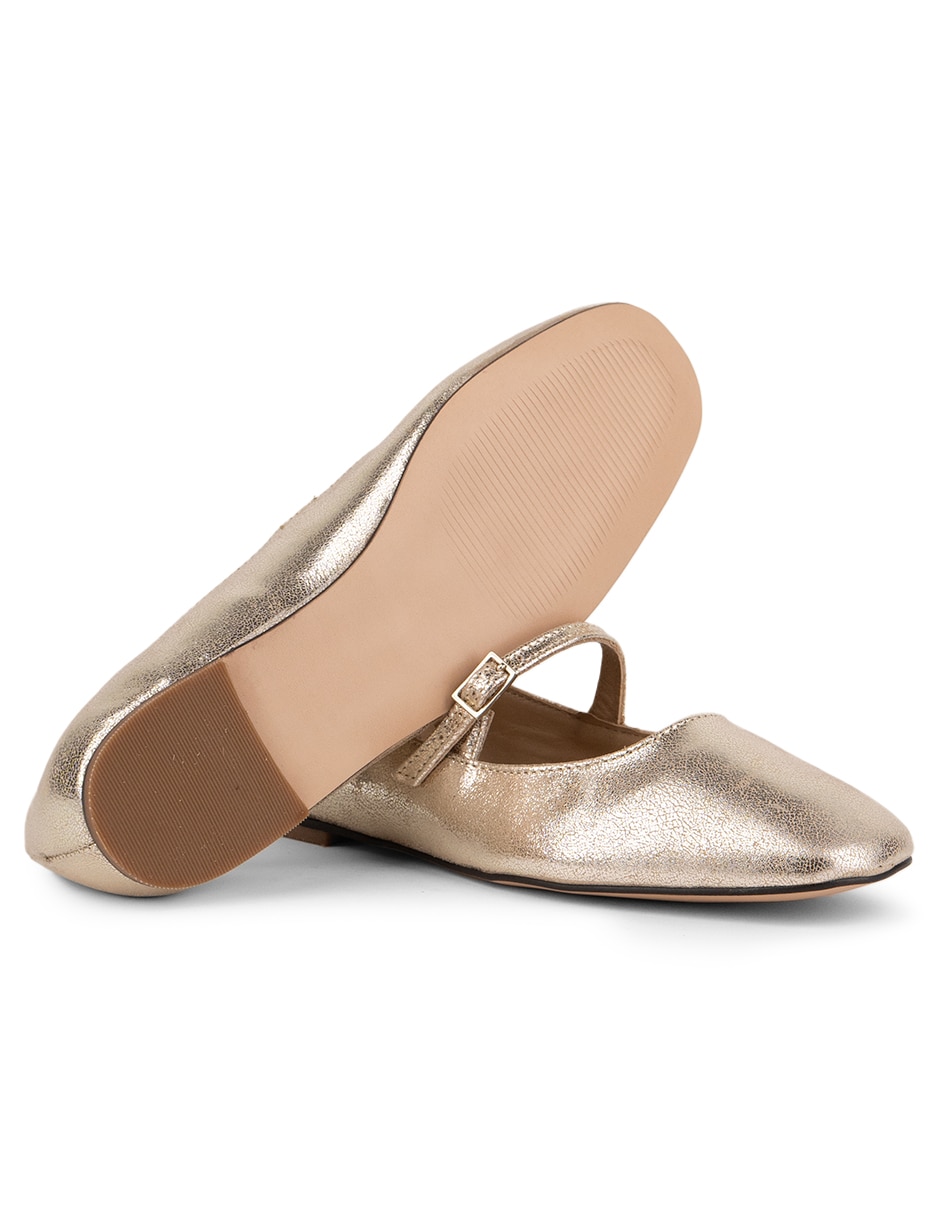 Balerina Hamilton Footwear Emma Cracked Gold de piel bovino para mujer