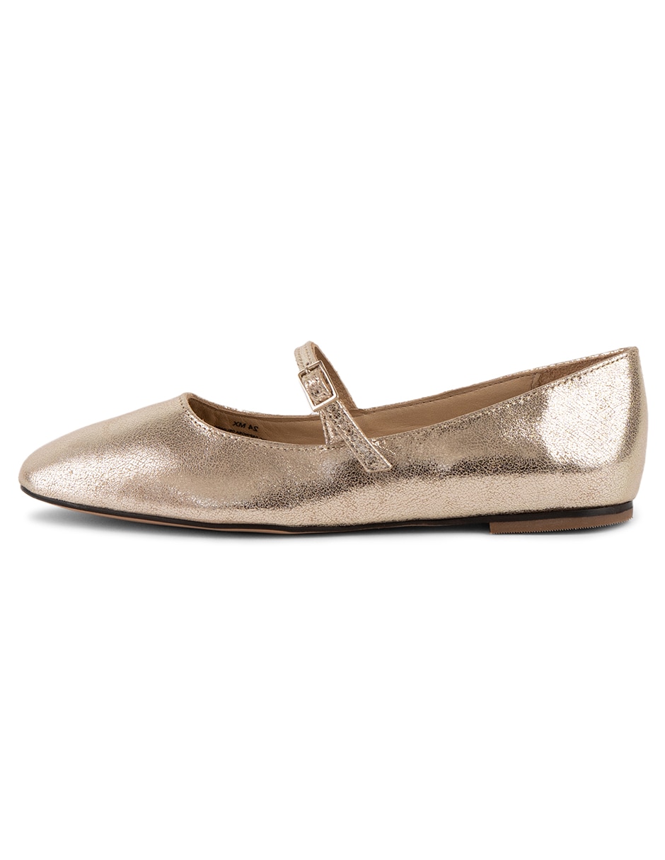 Balerina Emma Cracked Gold de piel bovino para mujer