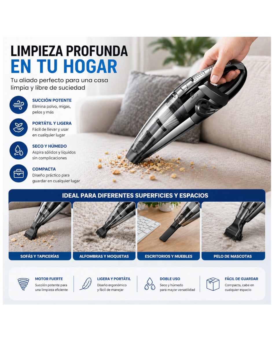 Aspiradora elegate humedo y seco manualrequiere
