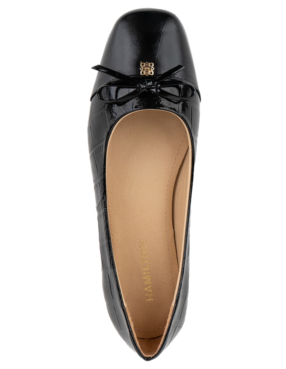 Balerina Hamilton Footwear Elisa Black Croco de piel bovino para mujer