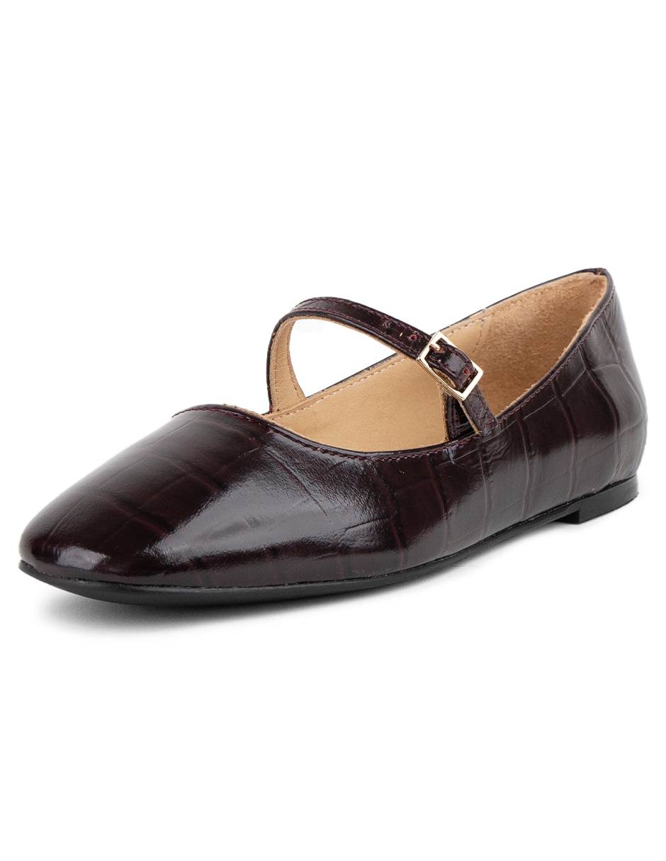 Balerina Hamilton Footwear Emma Burgundy de piel bovino para mujer