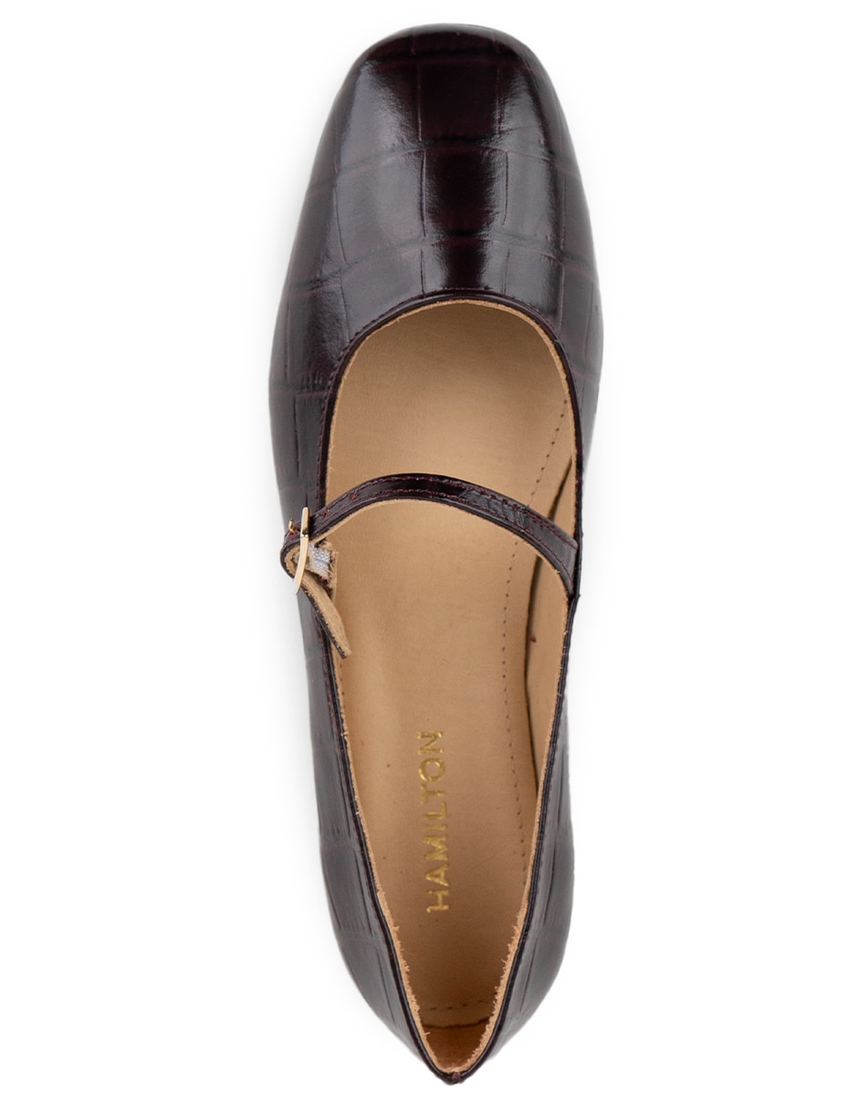 Balerina Hamilton Footwear Emma Burgundy de piel bovino para mujer