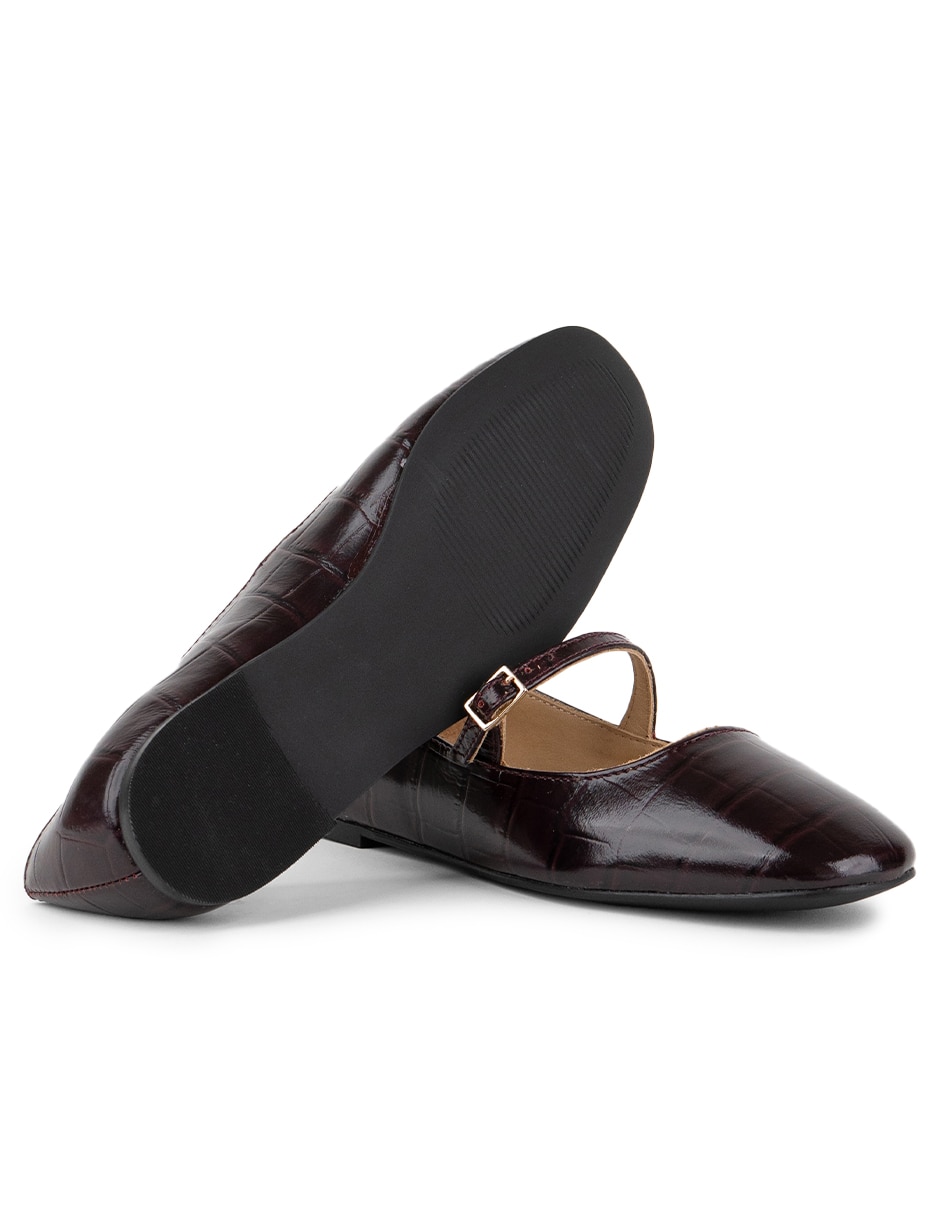 Balerina Hamilton Footwear Emma Burgundy de piel bovino para mujer