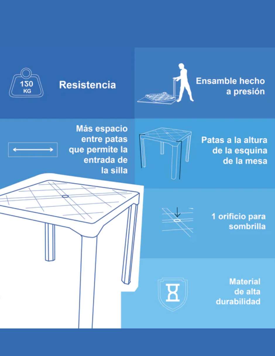 Mesa armable forte duna de plástico