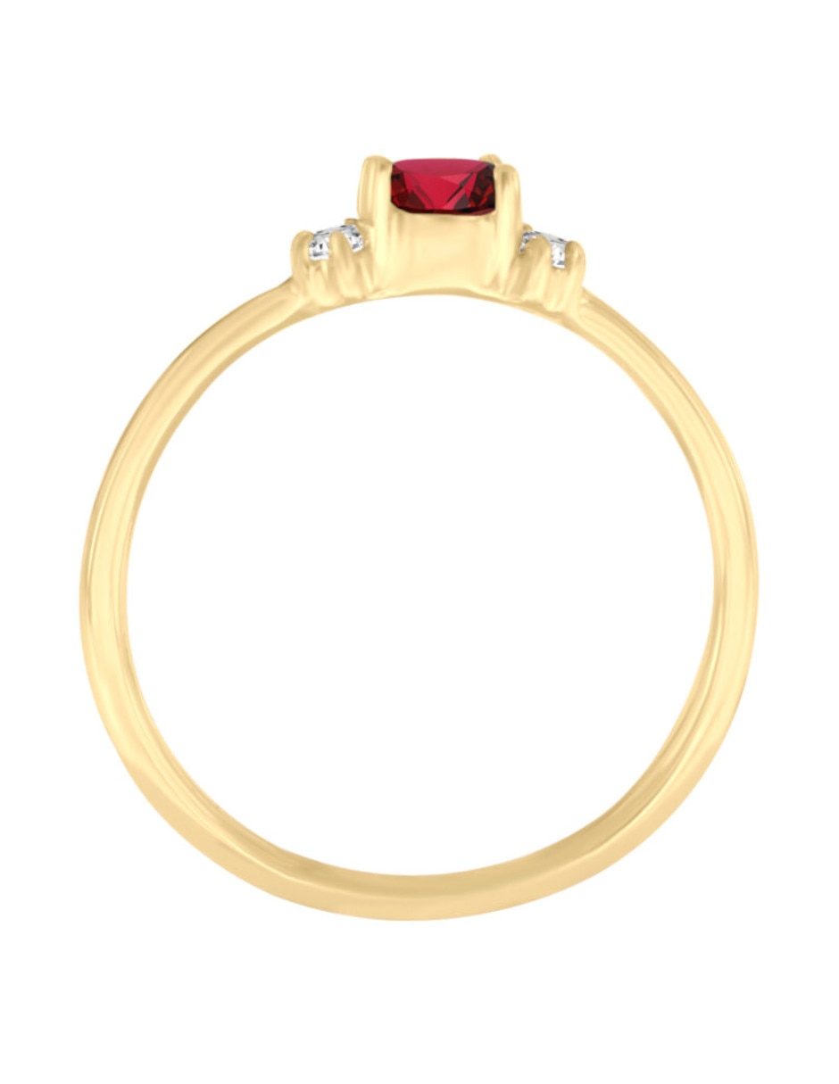 Anillo con gema irregular mirny 14 k de oro amarillo rubí y diamante brillante 4