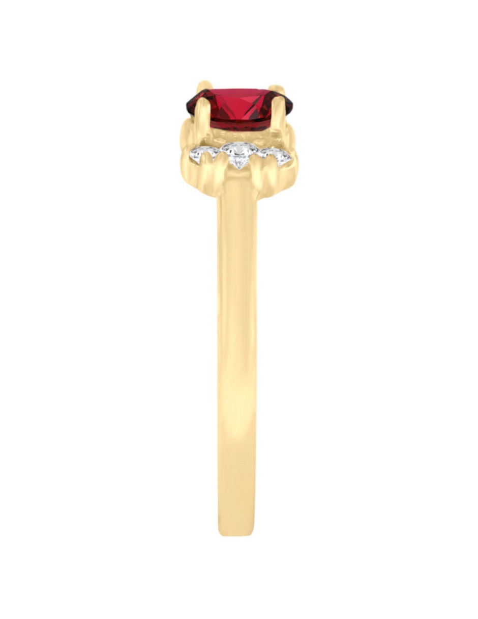 Anillo con gema irregular mirny 14 k de oro amarillo rubí y diamante brillante 5