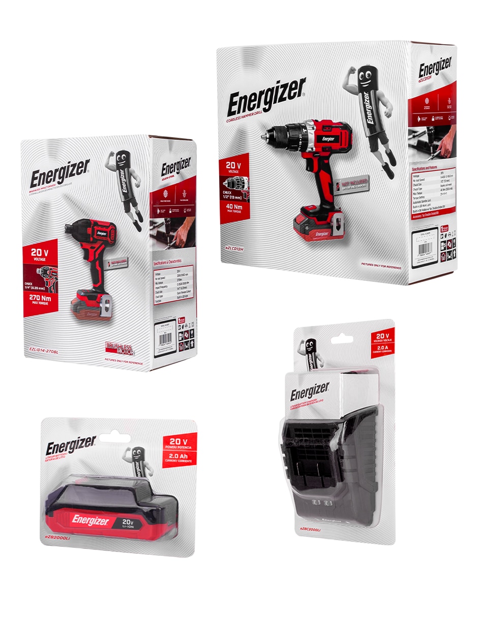 Rotomartillo y atornillador energizer ezlcom1650-cb4 1100 W 4 piezas