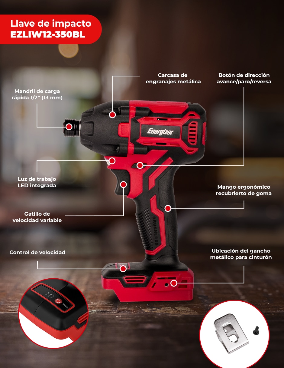 Rotomartillo y atornillador energizer ezlcom1650-cb4 1100 W 4 piezas