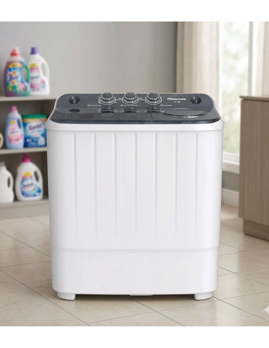 Lavadora doble tina hisense semiautomática carga carga superior wsa1104p