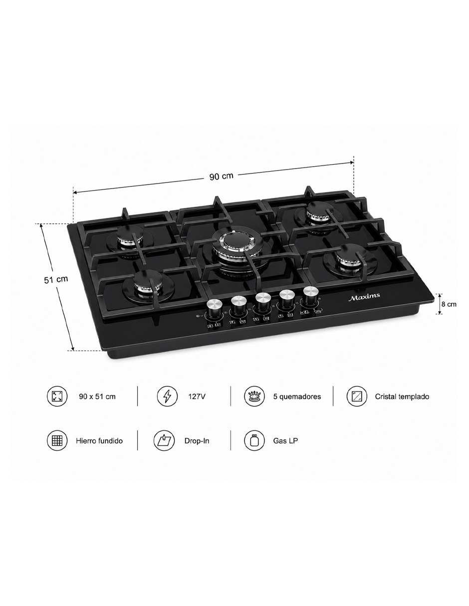 Parrilla a gas LP empotrable Maxims
