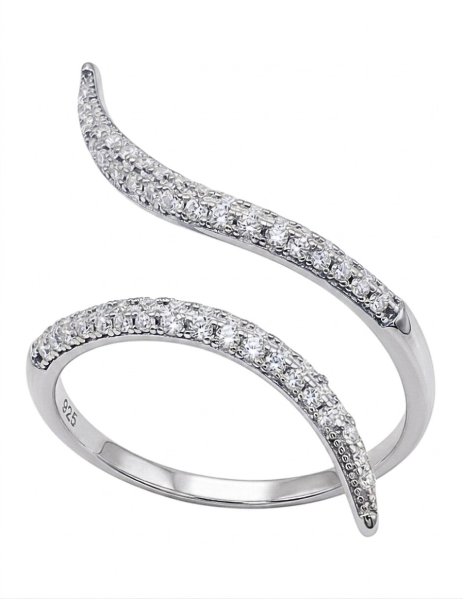 Anillo multi gemas de serpiente Brillo P 925 de plata zirconia cúbica pavé 7