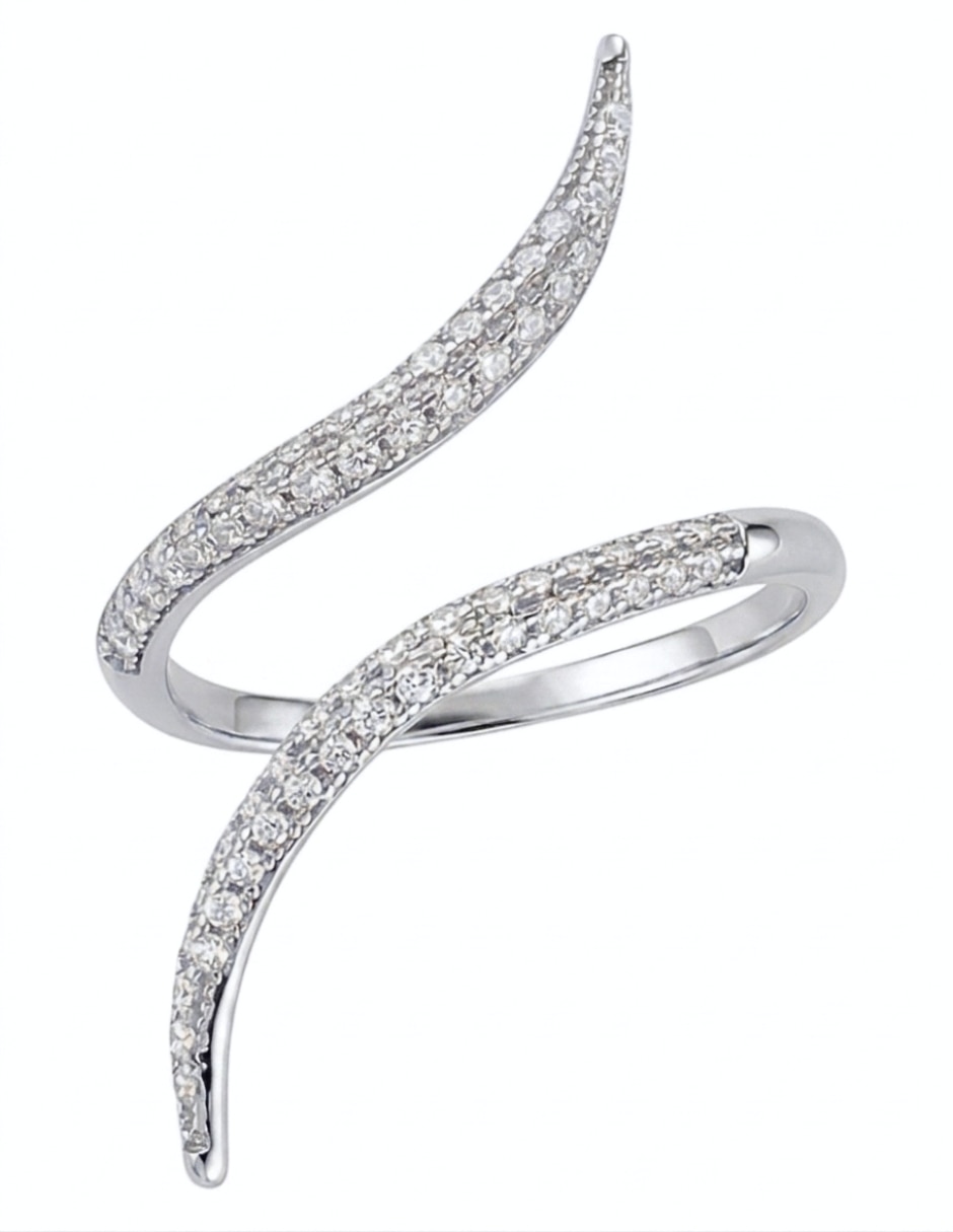 Anillo multi gemas de serpiente Brillo P 925 de plata zirconia cúbica pavé 5