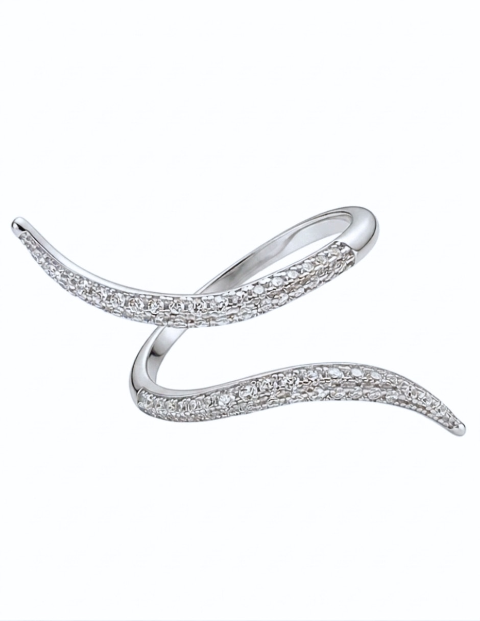 Anillo multi gemas de serpiente Brillo P 925 de plata zirconia cúbica pavé