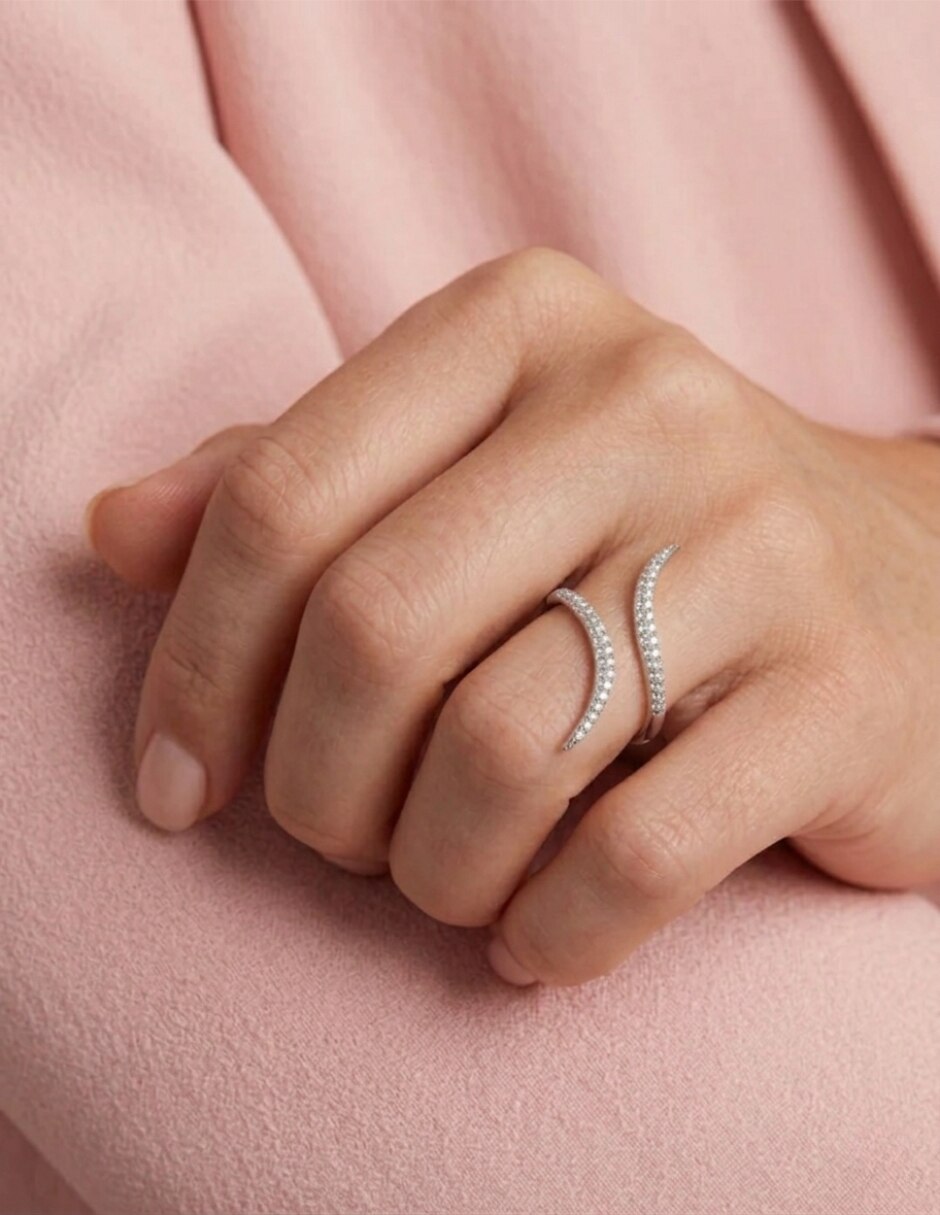 Anillo multi gemas de serpiente Brillo P 925 de plata zirconia cúbica pavé 8