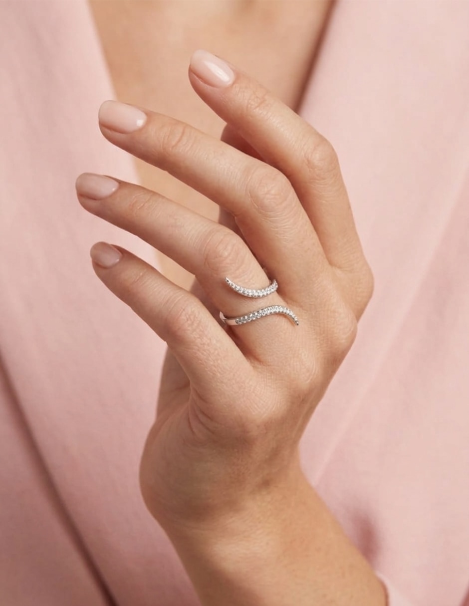 Anillo multi gemas de serpiente Brillo P 925 de plata zirconia cúbica pavé