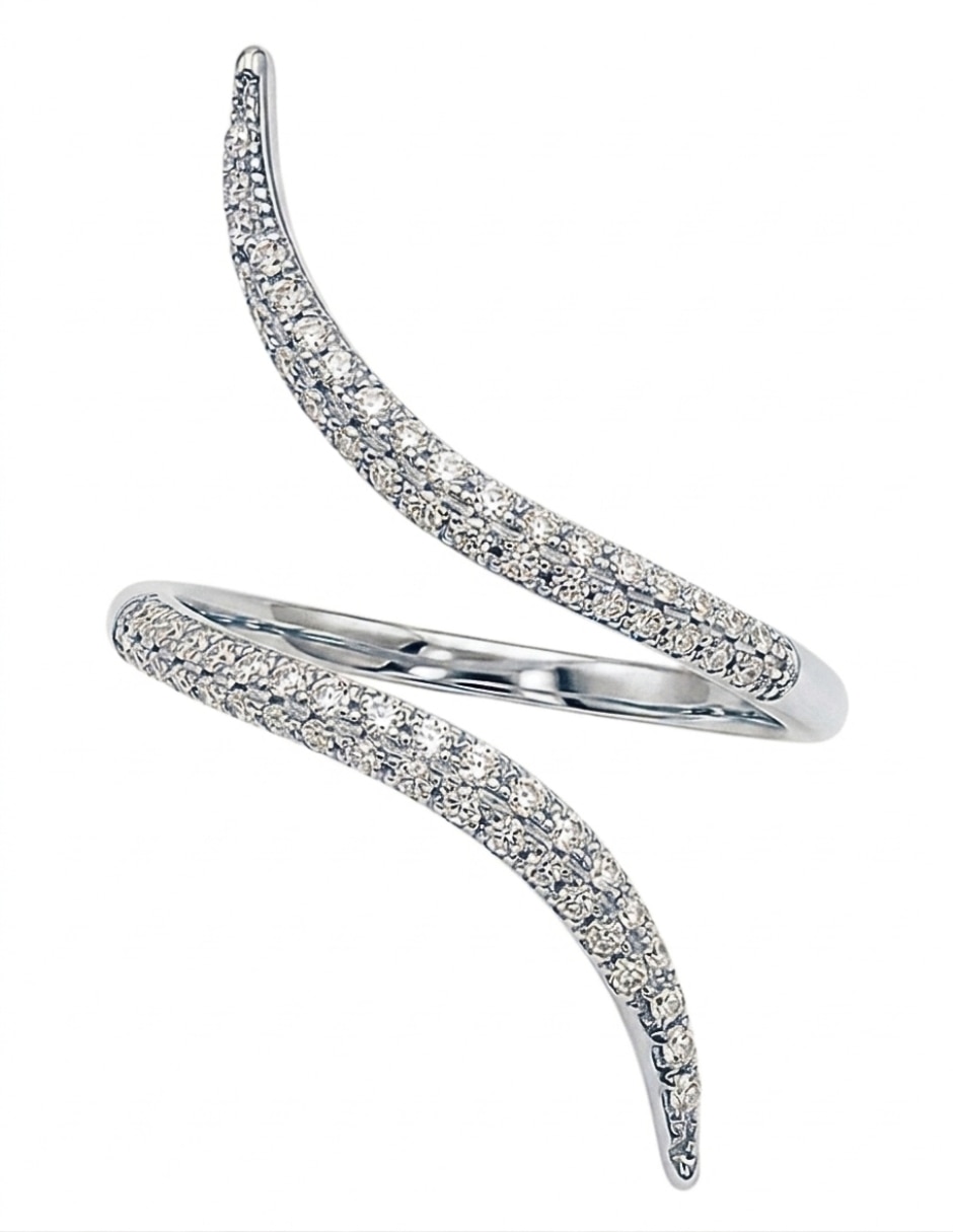 Anillo multi gemas de serpiente Brillo P 925 de plata zirconia cúbica pavé