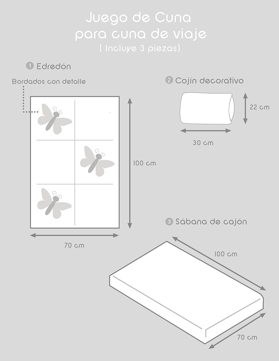 Juego de cuna mariposa para 3 piezas Juego de cuna mariposa para 3 piezas