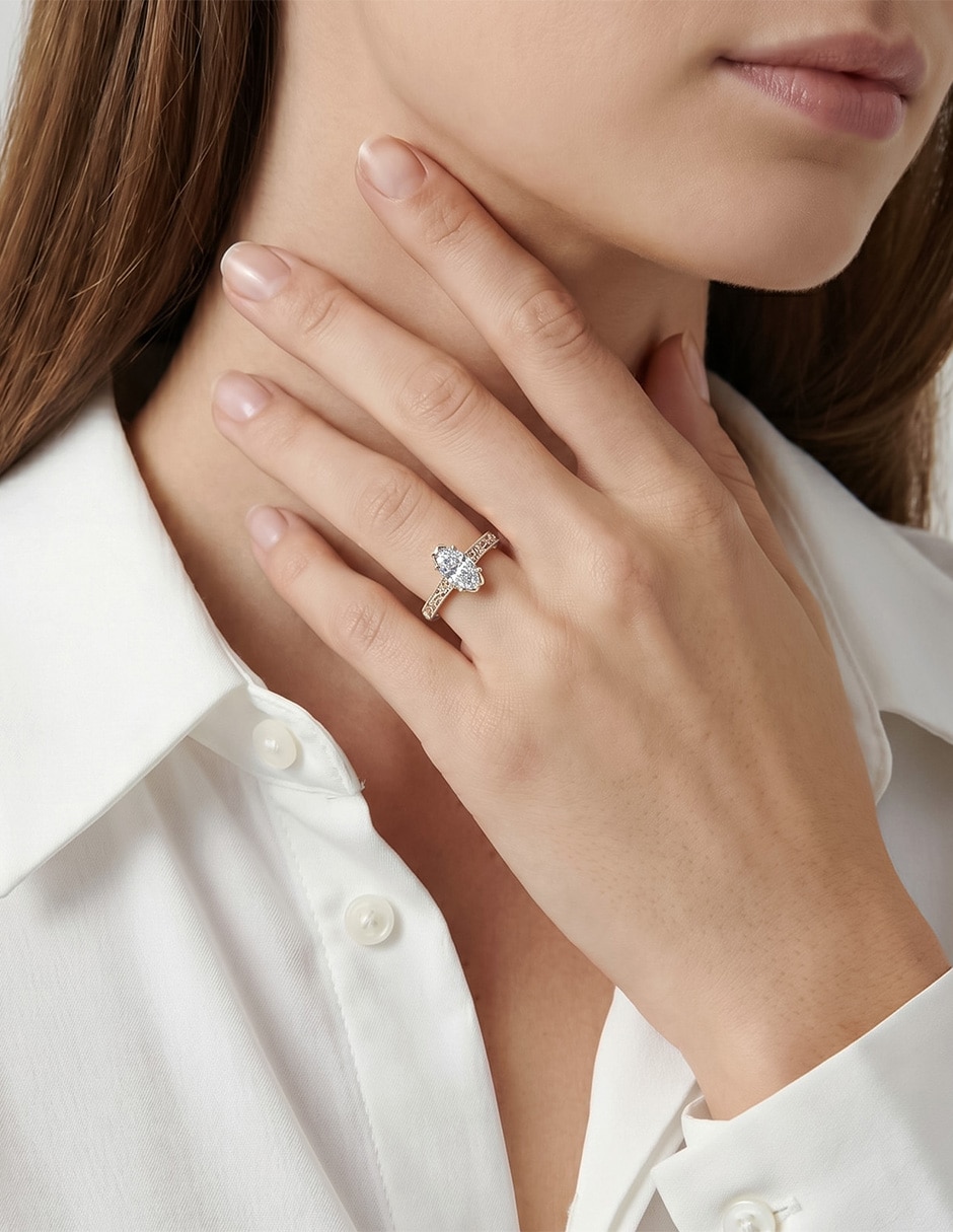 Anillo de compromiso de Oro 14 k zirconia 5