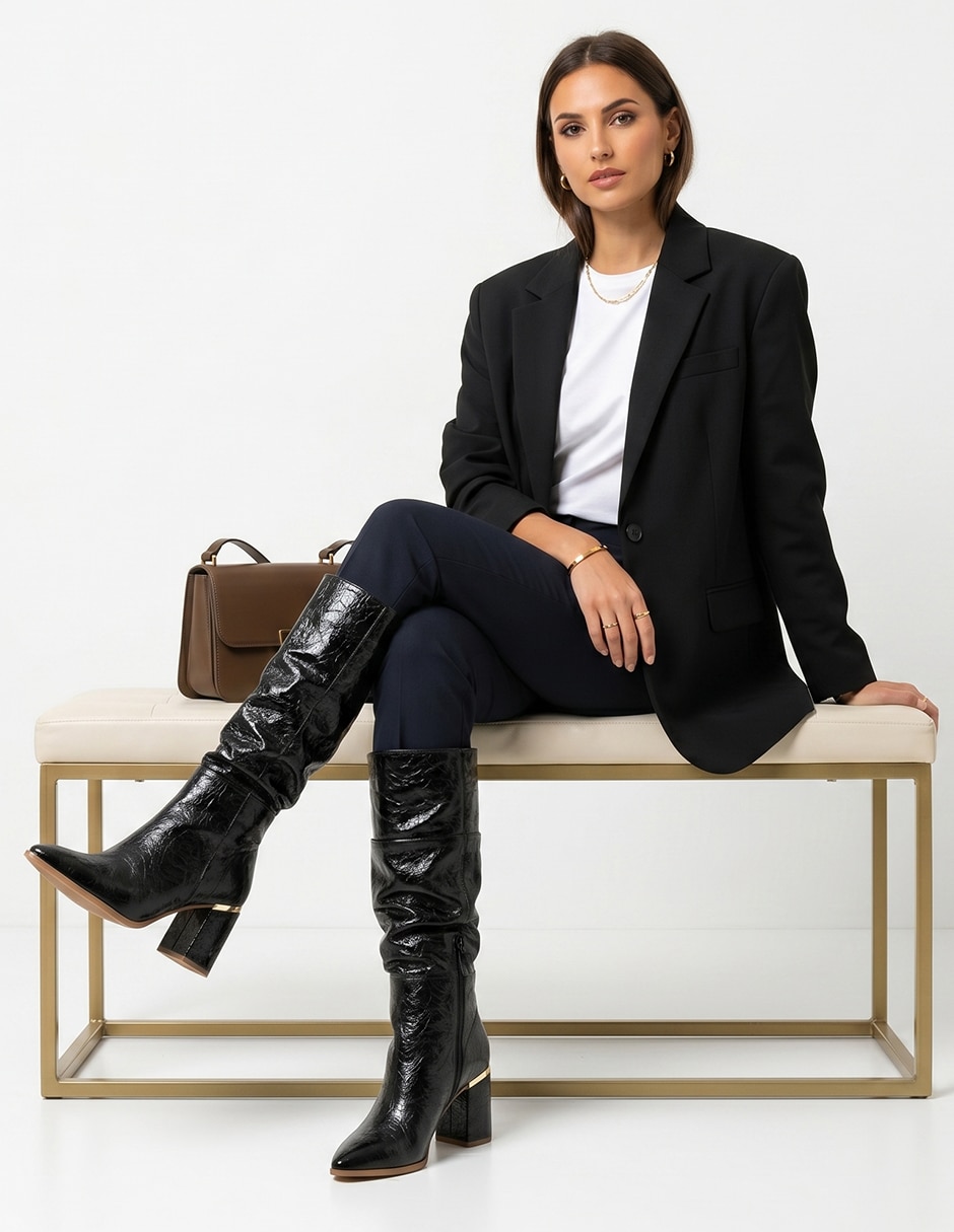 Bota abajo de la rodilla kuali shoes botas slouchy para mujer