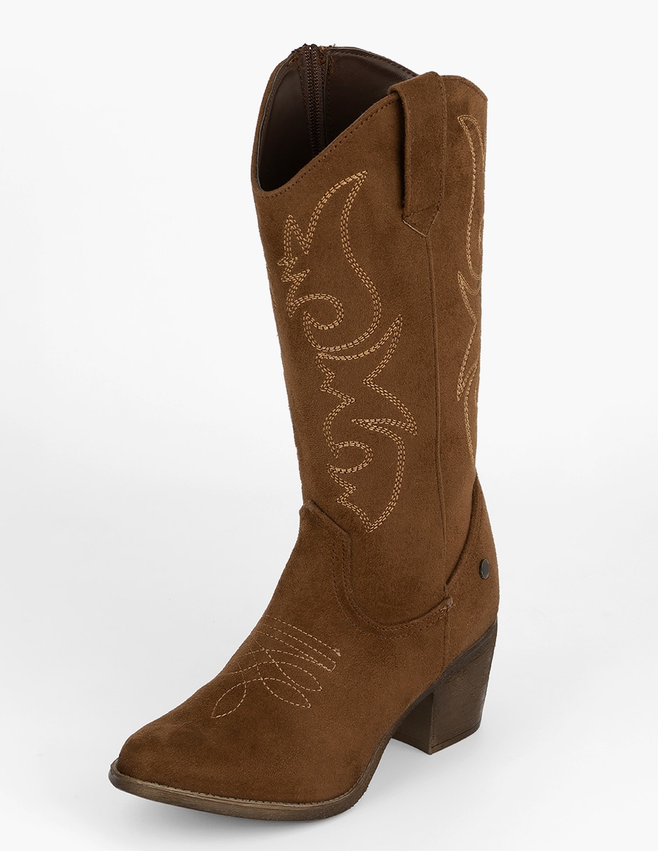 Bota cowboy abajo de la rodilla Rbcollection Rbvegano de gamuza para mujer