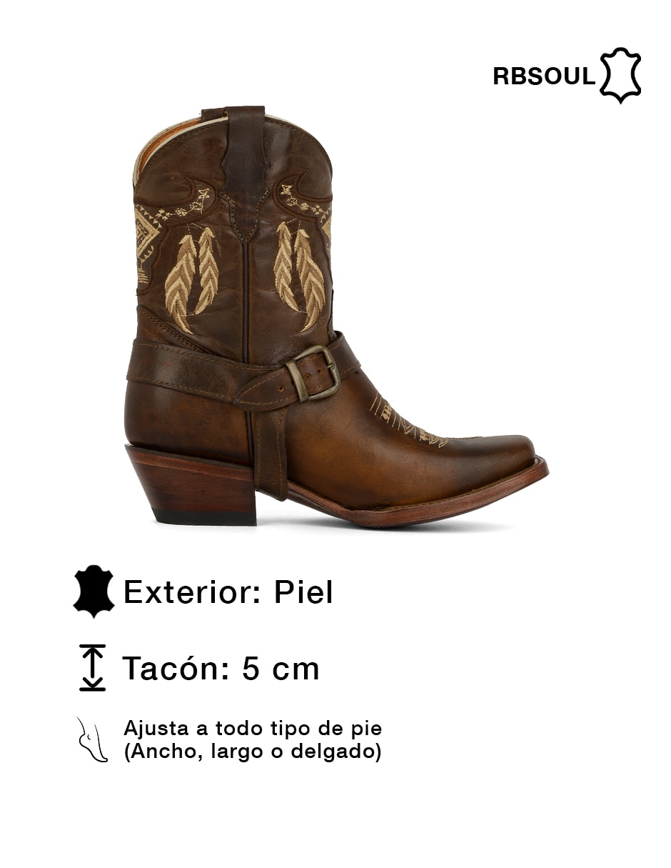 Bota cowboy media pierna Rbcollection rbsoul de piel para mujer