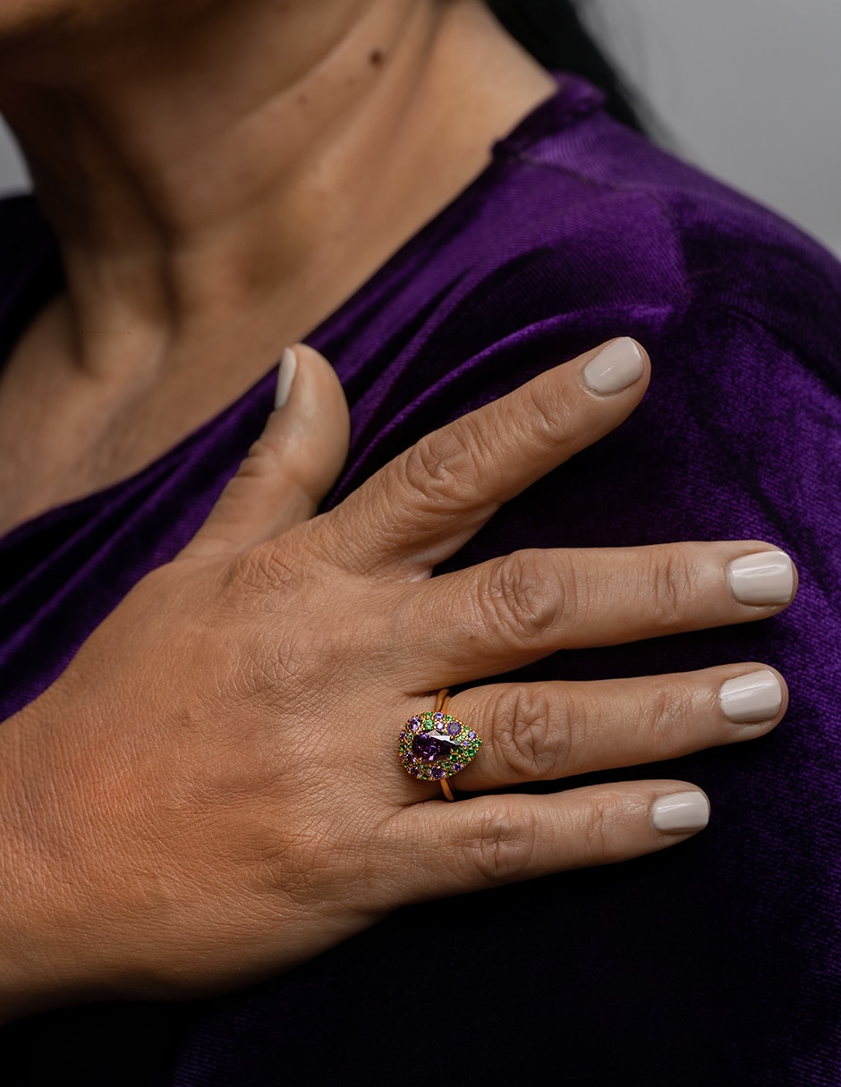Anillo Gladkova Joyeria P 925 de plata amatista chapa de oro