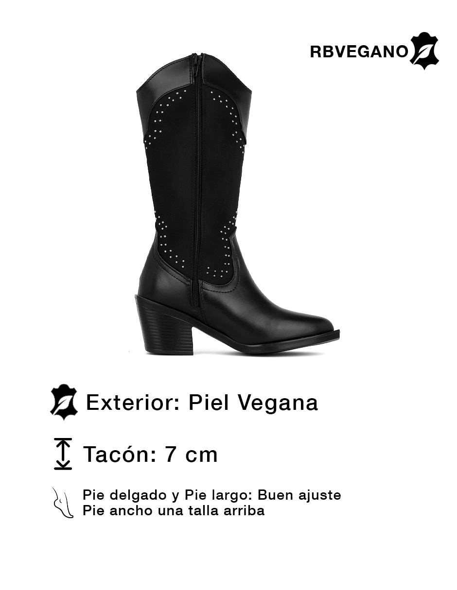 Bota cowboy abajo de la rodilla Rbcollection Rbvegano de para mujer