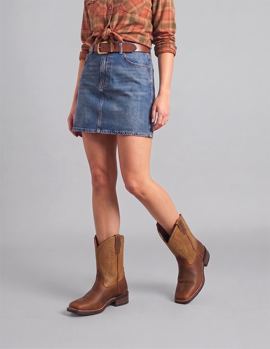 Bota cowboy media pierna rbsoul de piel para mujer 2