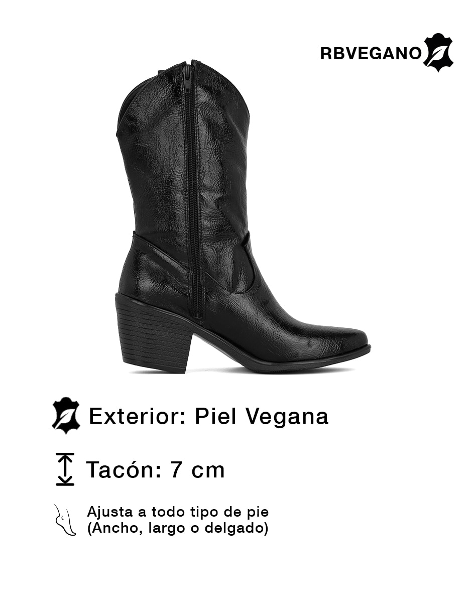Bota cowboy media pierna Rbcollection Rbvegano de para mujer