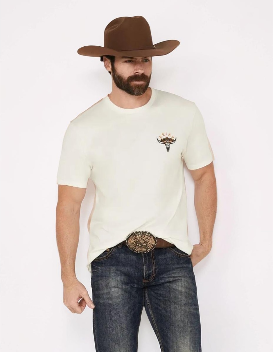 Playera ariat mexicali steerhear cuello redondo para hombre