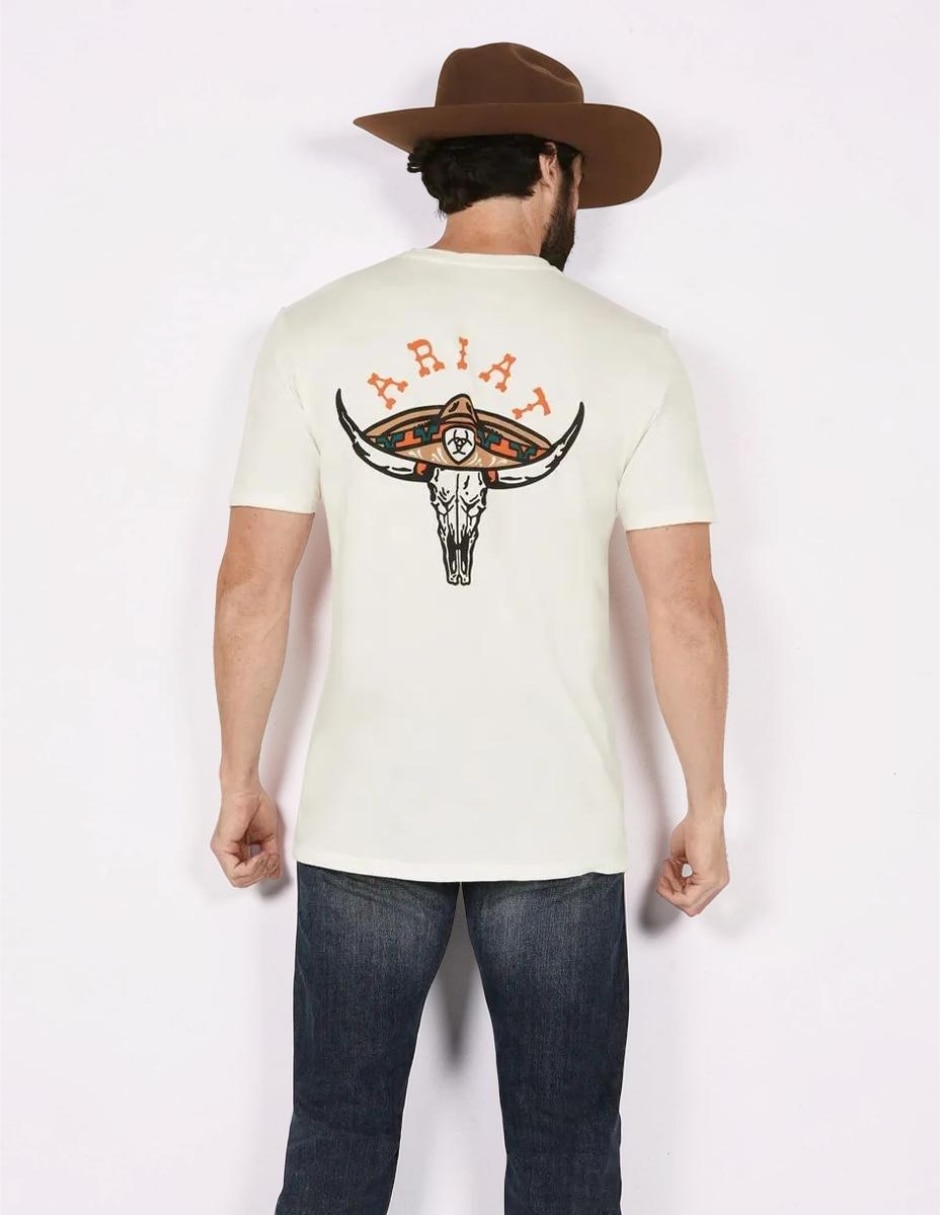 Playera ariat mexicali steerhear cuello redondo para hombre