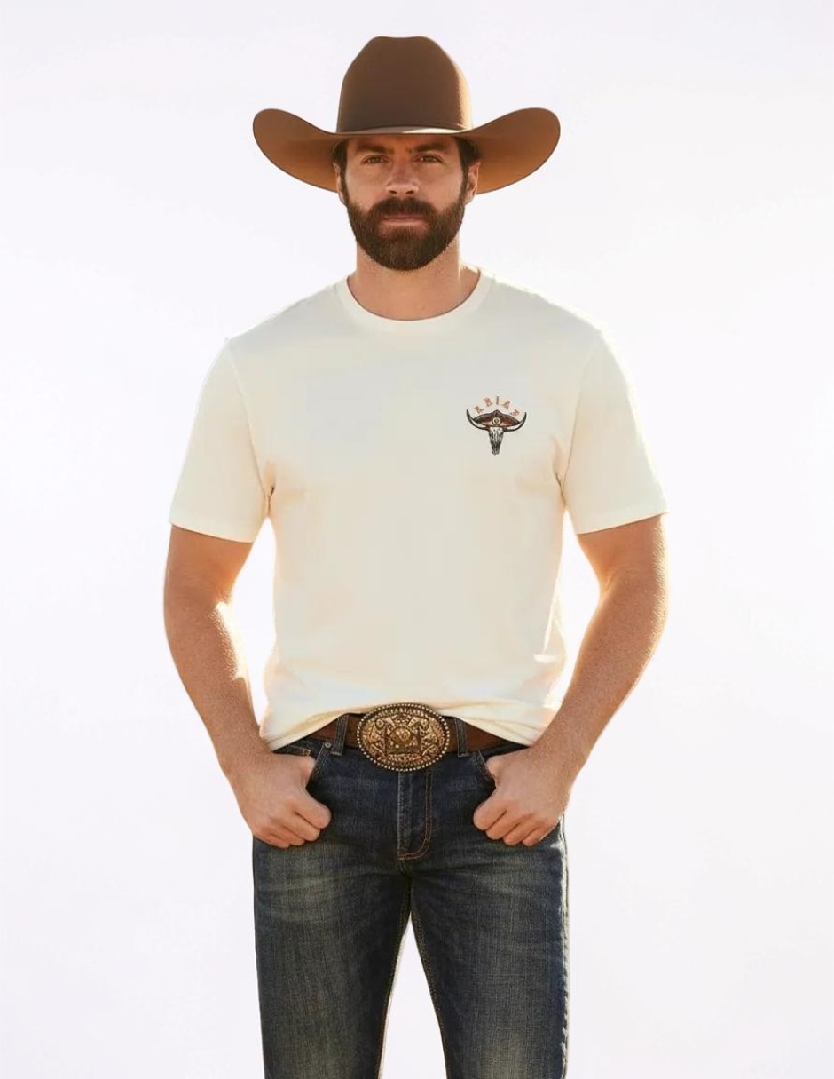 Playera ariat mexicali steerhear cuello redondo para hombre