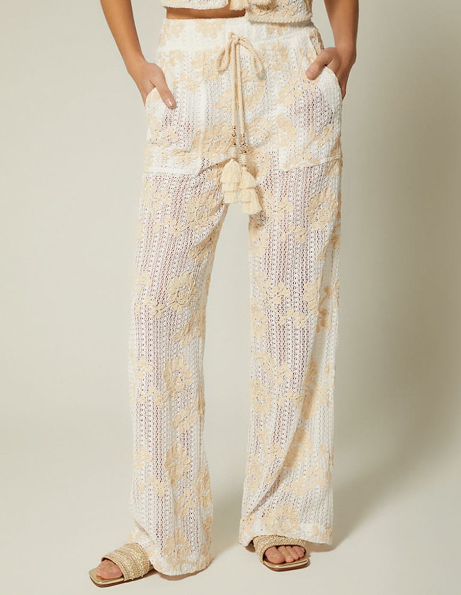 Pantalón regular palazzo para mujer