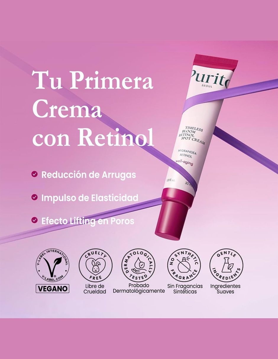 Crema para facial recomendada para prevenir signos de la edad de día y noche Purito Timeless Bloom Retinol Spot Cream para piel sensible