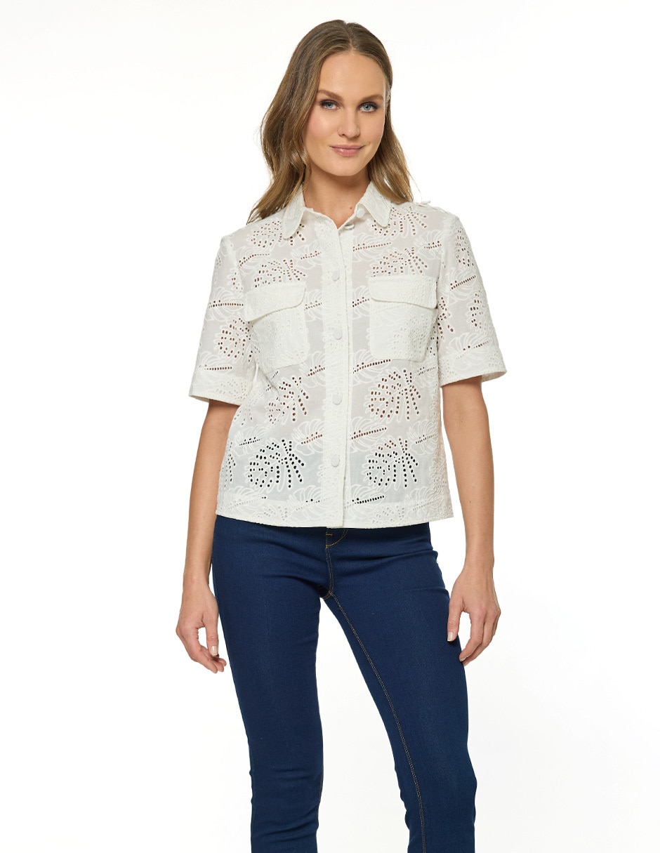 Blusa manga corta para mujer