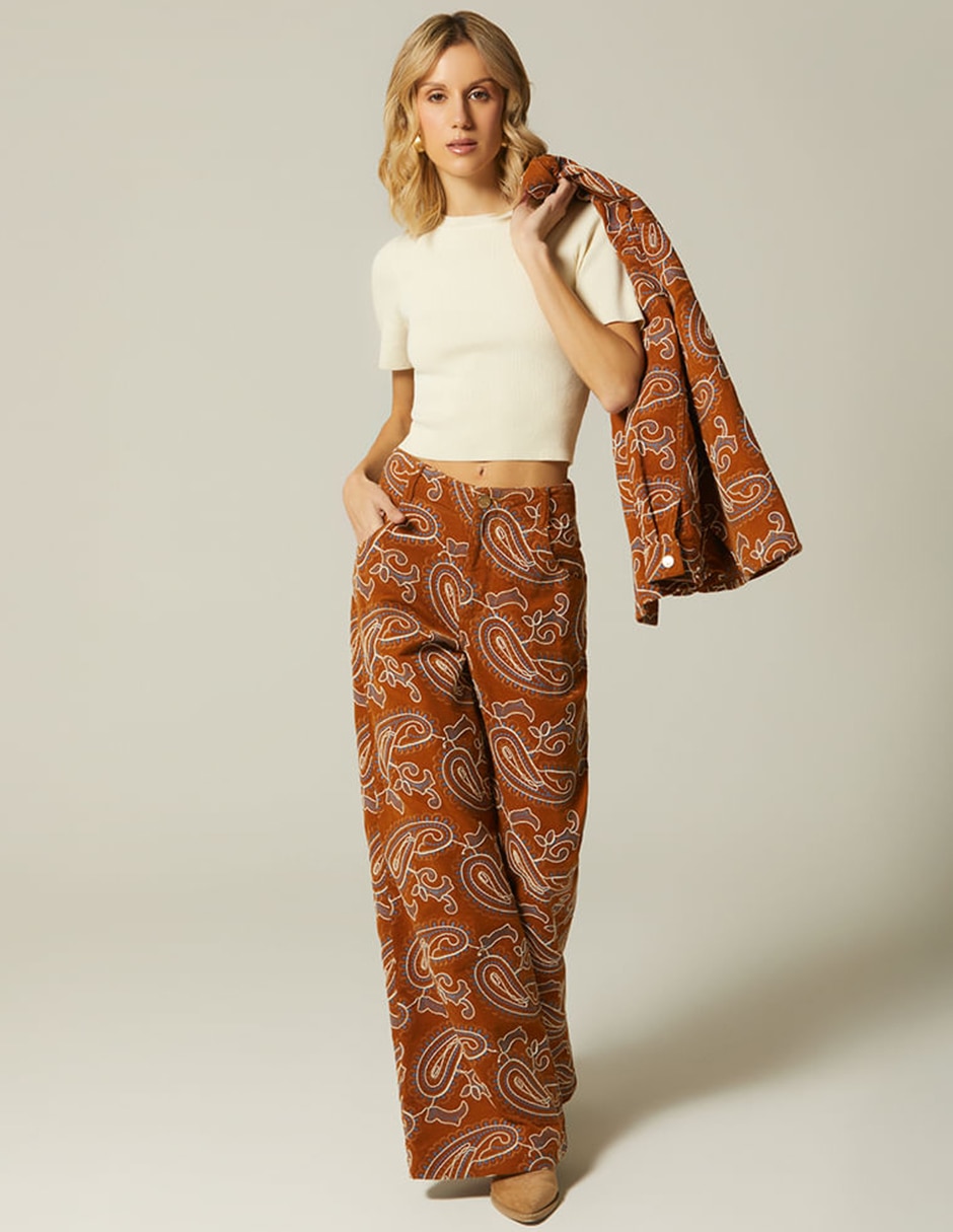 Pantalón flare studio f palazzo para mujer