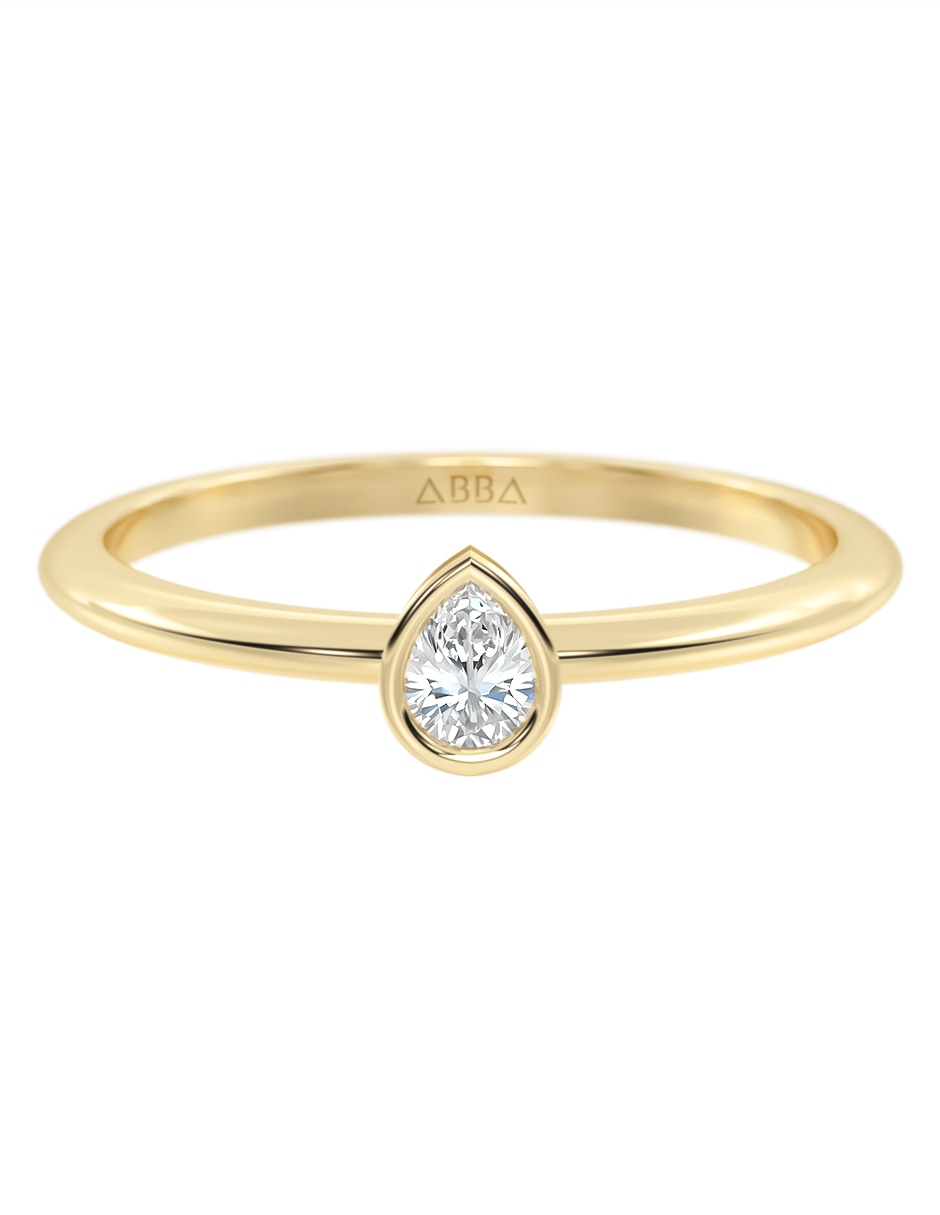 Anillo de gota 14 k de oro zirconia